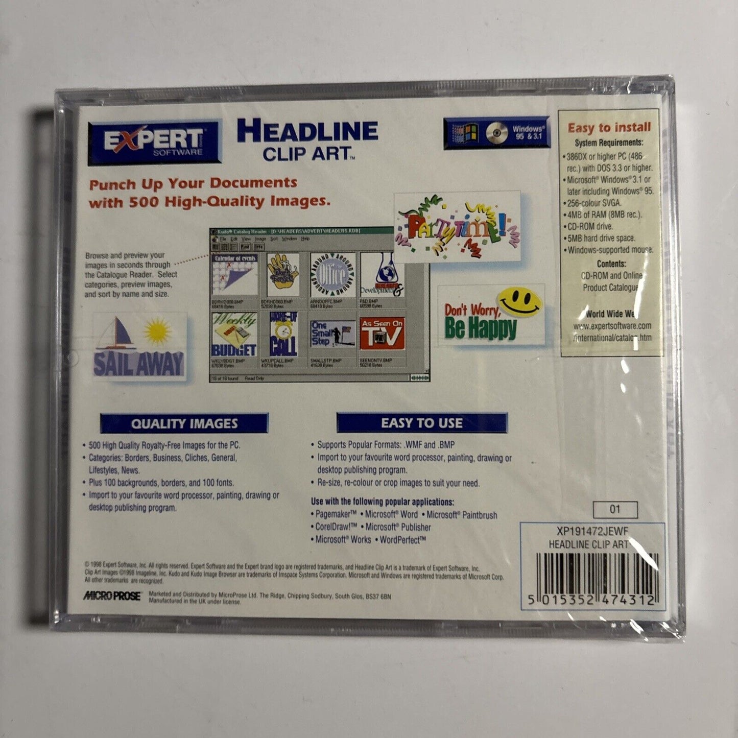 Headline Clip Art Expert Software PC CDROM Windows 3.1 95