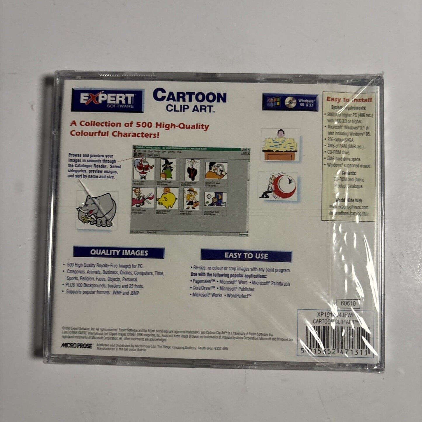 Cartoon Clip Art PC CDROM Windows 95 *New Sealed*