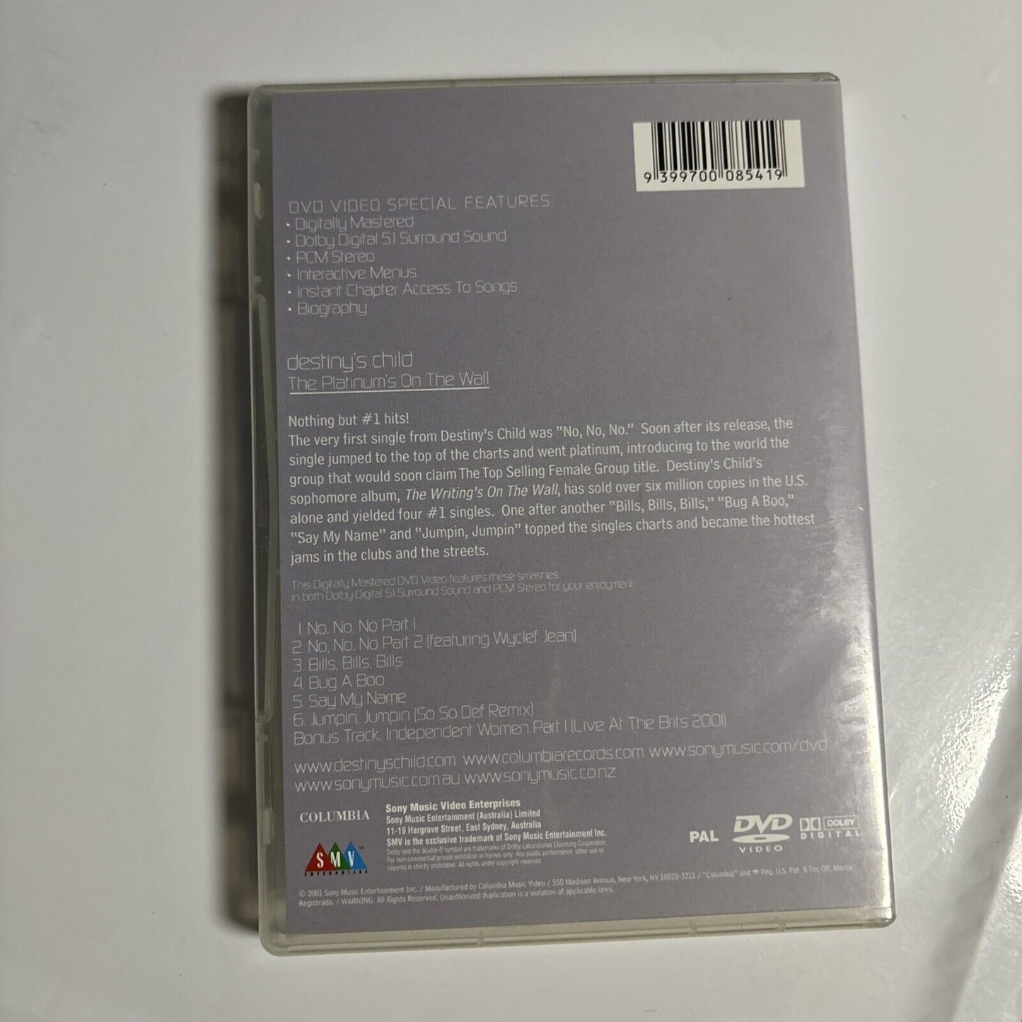 Destiny's Child - The Platinum's on the Wall (DVD, 2001) NEW All Regions