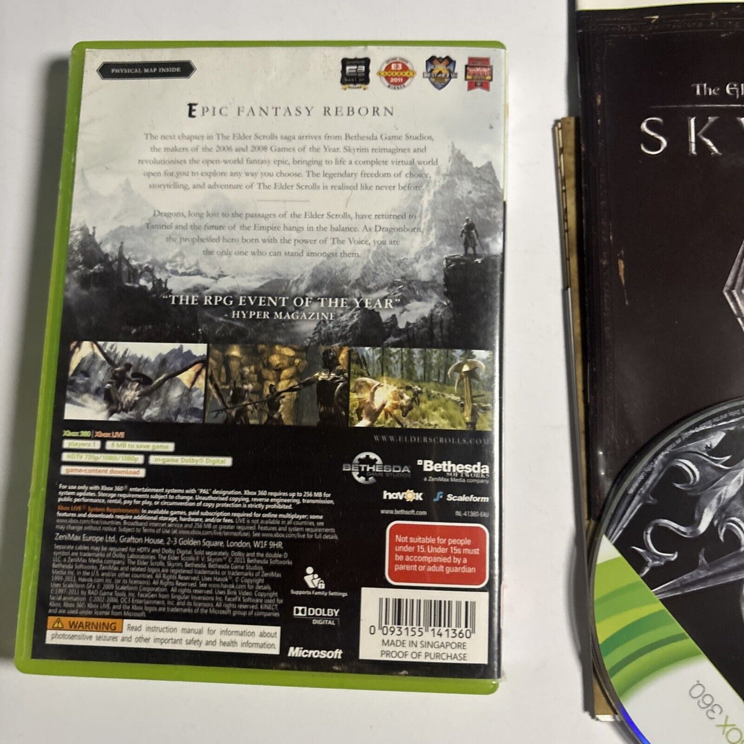 The Elder Scrolls V (5) Skyrim - Xbox 360 *Complete* W Map, PAL