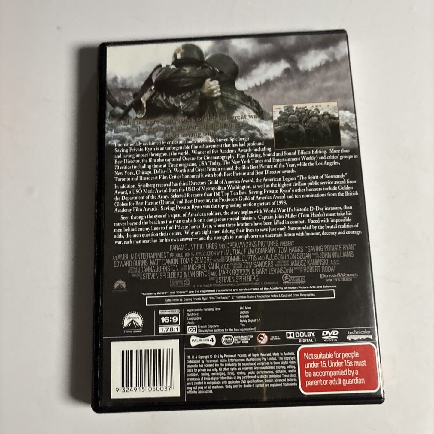 Saving Private Ryan (DVD, 1998) Tom Hanks, Matt Damon NEW Region 4