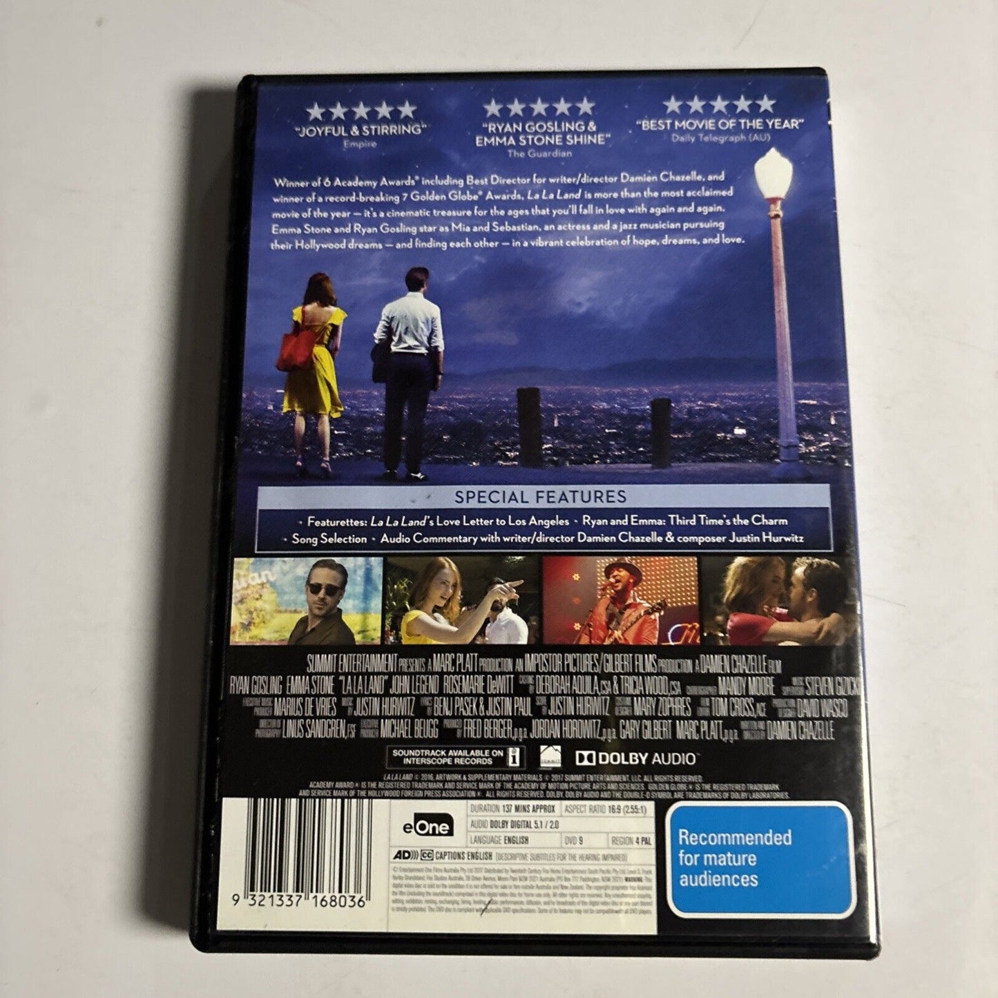 La La Land (DVD, 2016) Ryan Gosling, Emma Stone NEW Region 4