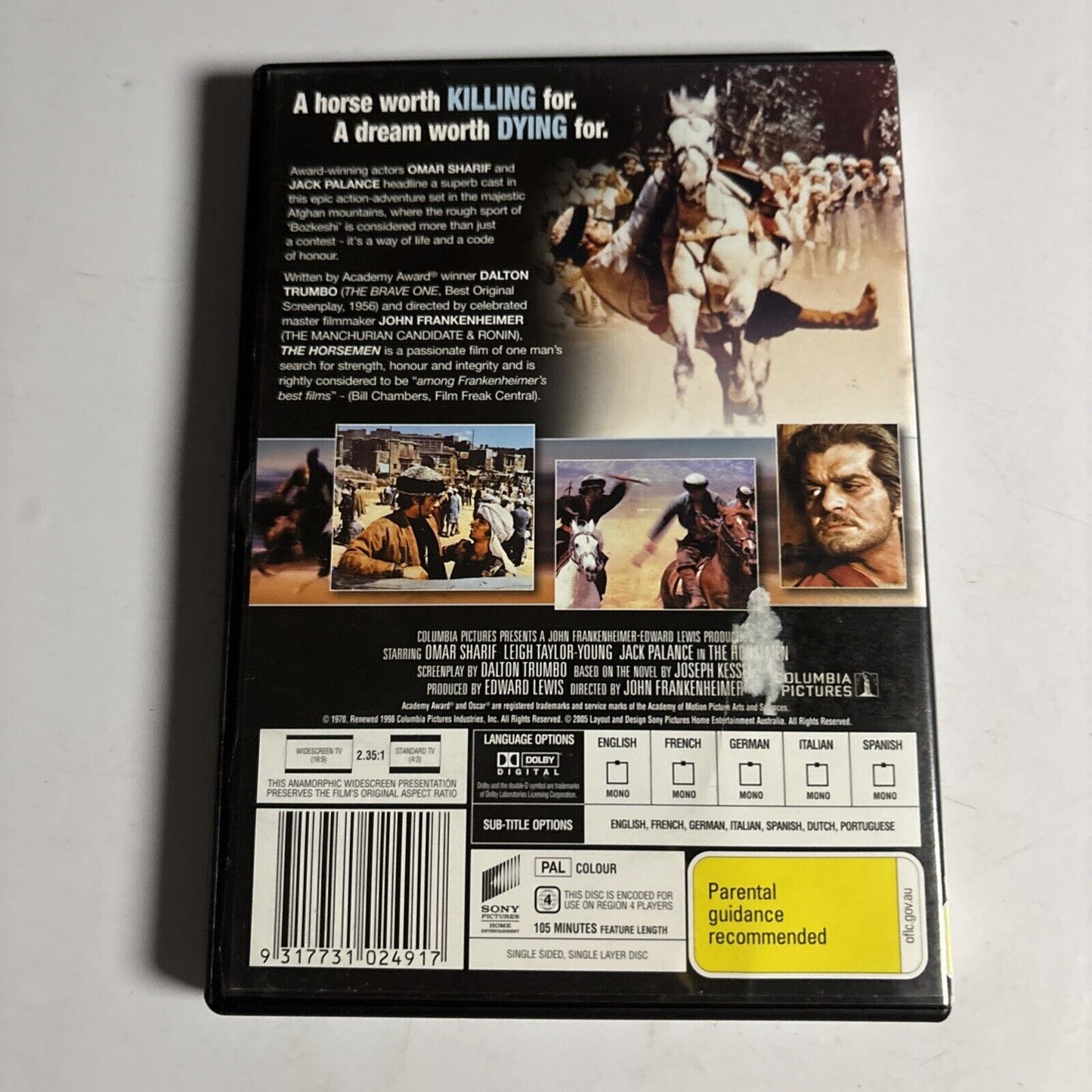The Horsemen (DVD, 1970) Omar Sharif, Leigh Taylor-Young, Jack Palance Region 4