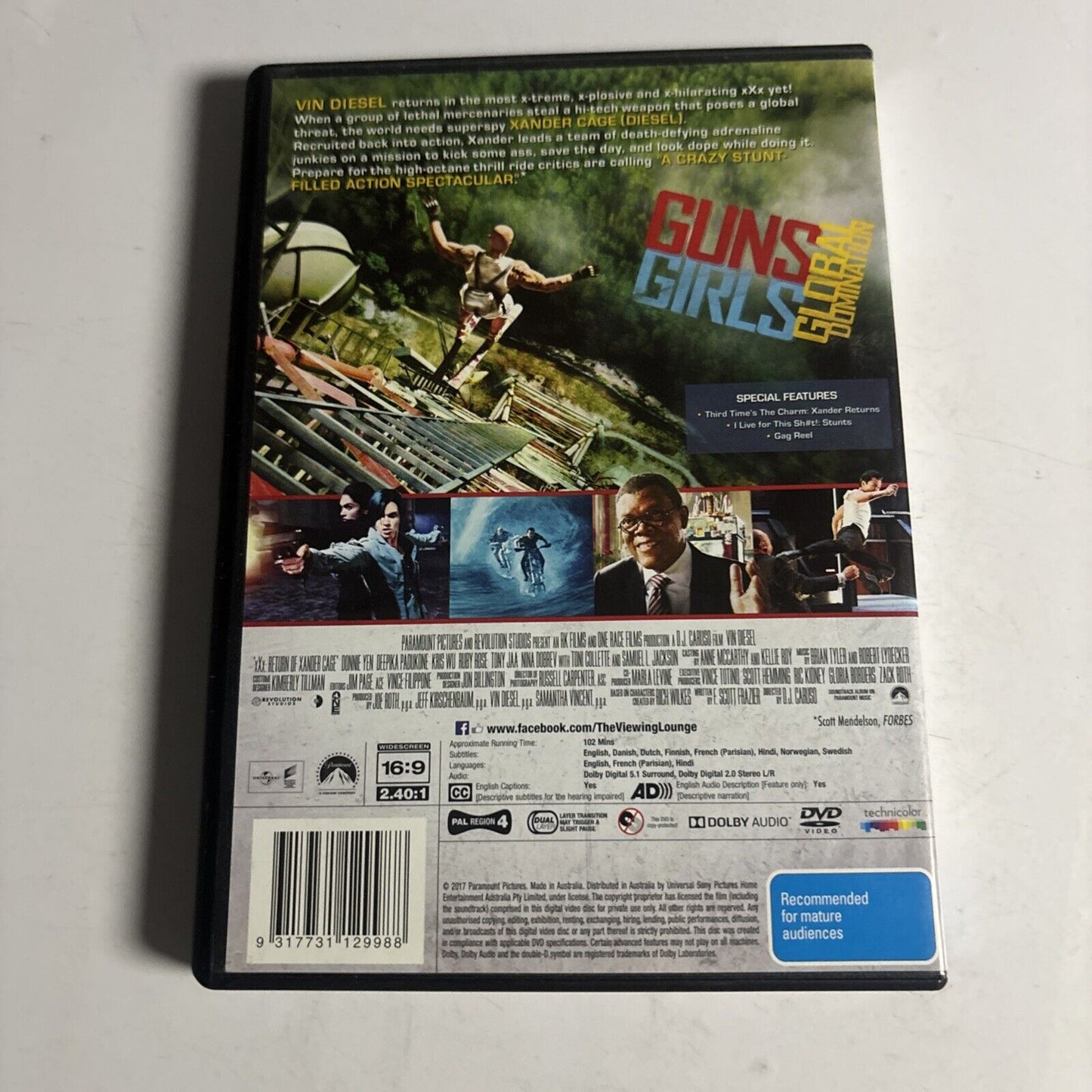 XXX - Return of Xander Cage (DVD, 2017) Vin Diesel NEW Region 4