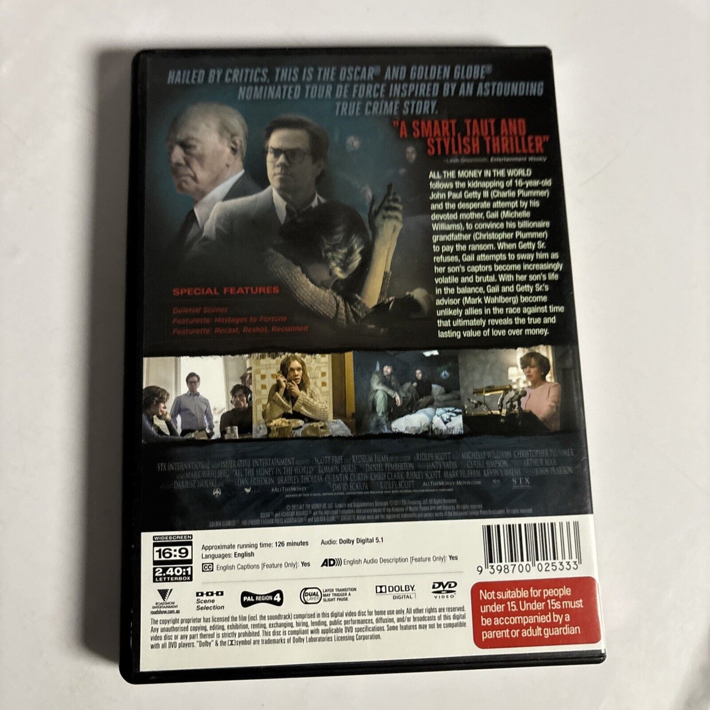 All the Money in the World (DVD, 2017) Michelle Williams, Mark Wahlberg Region 4