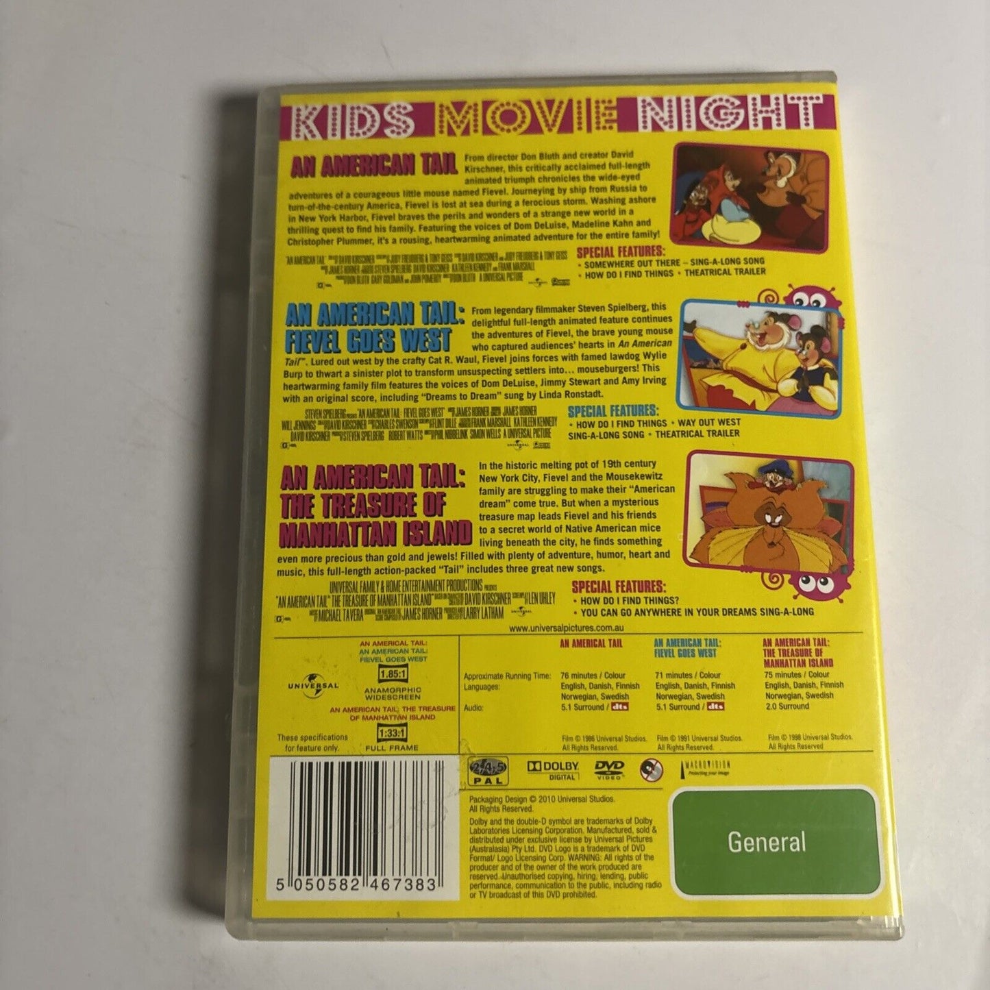 An American Tail / Fievel Goes West / the Treaure of Manhattan Island DVD