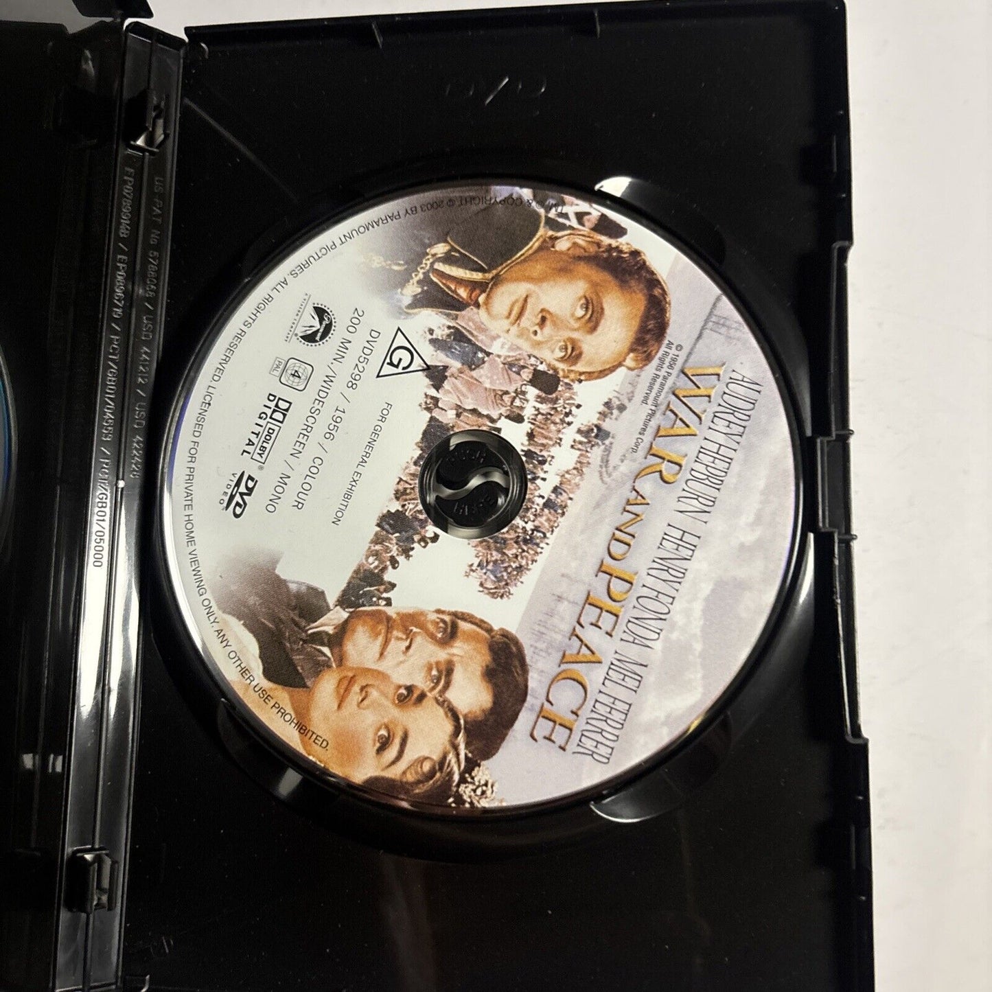 War and Peace (DVD, 1956) Audrey Hepburn, Henry Fonda Region 4