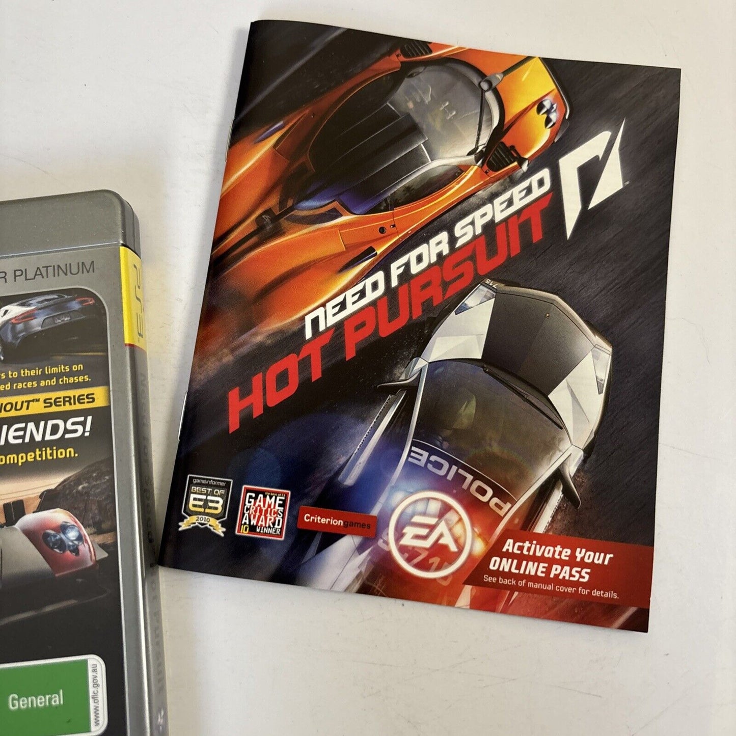 Need For Speed Hot Pursuit NFS PS3 Sony Playstation 3 Complete Manual