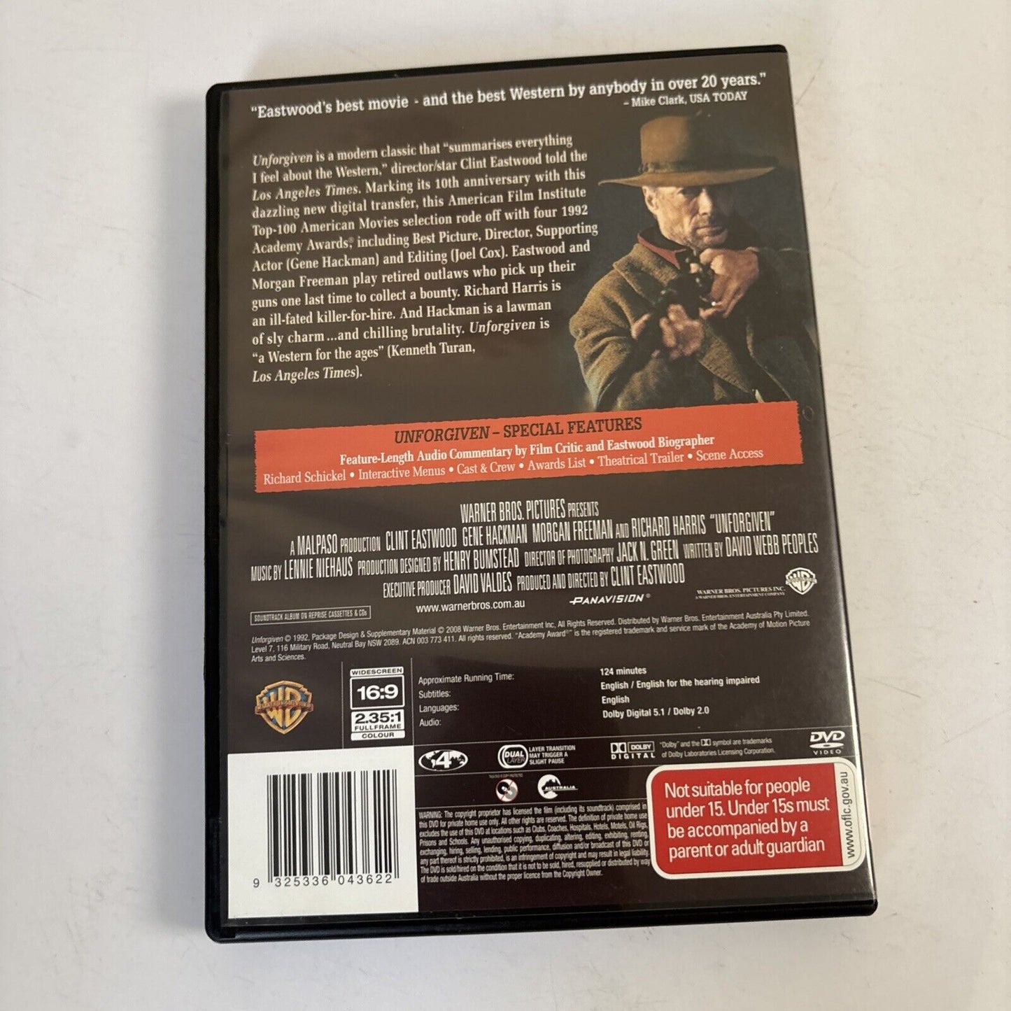 Unforgiven (DVD, 1992) Clint Eastwood, Morgan Freeman, Gene Hackman Region 4