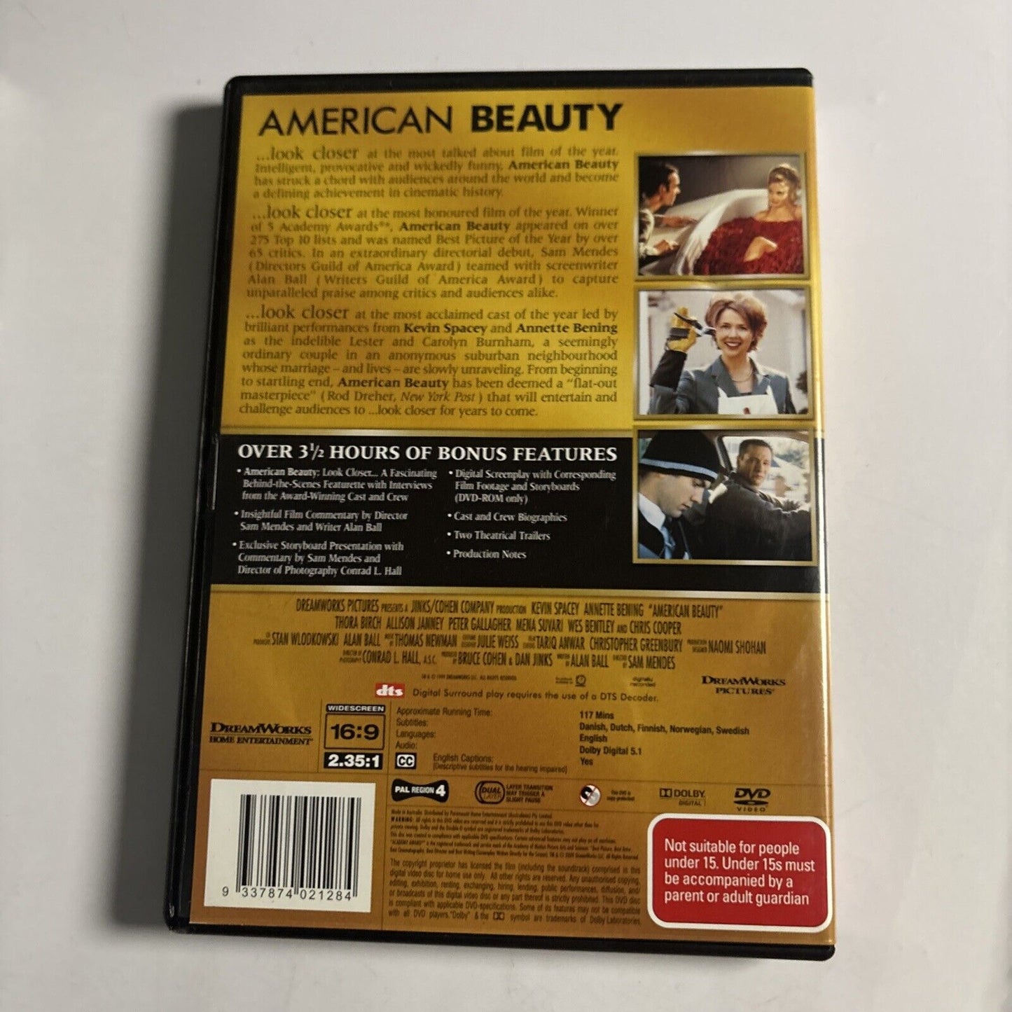 American Beauty (DVD, 1999) Kevin Spacey, Annette Benning NEW Region 4