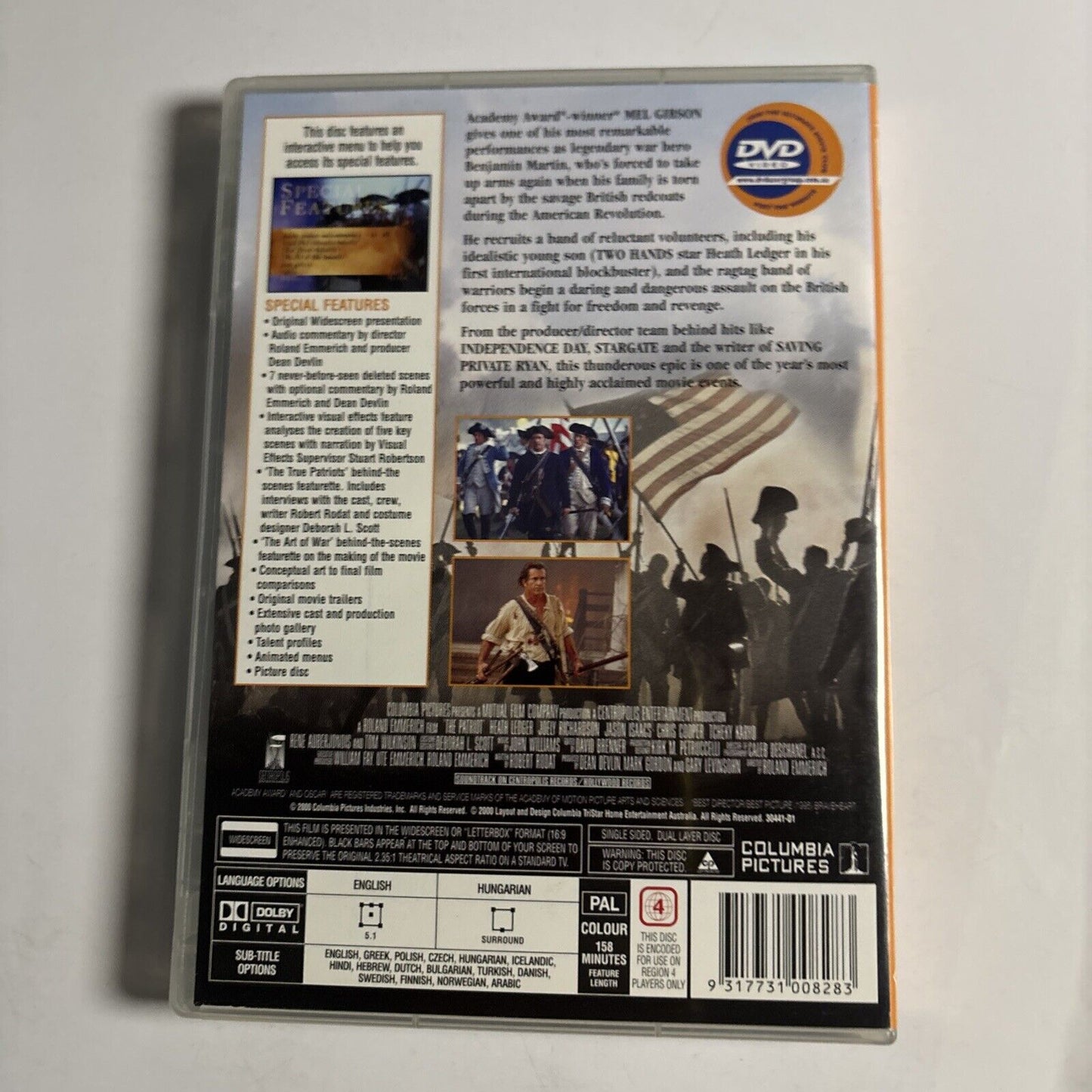 The Patriot (DVD, 2000) Mel Gibson, Heath Ledger NEW Region 4