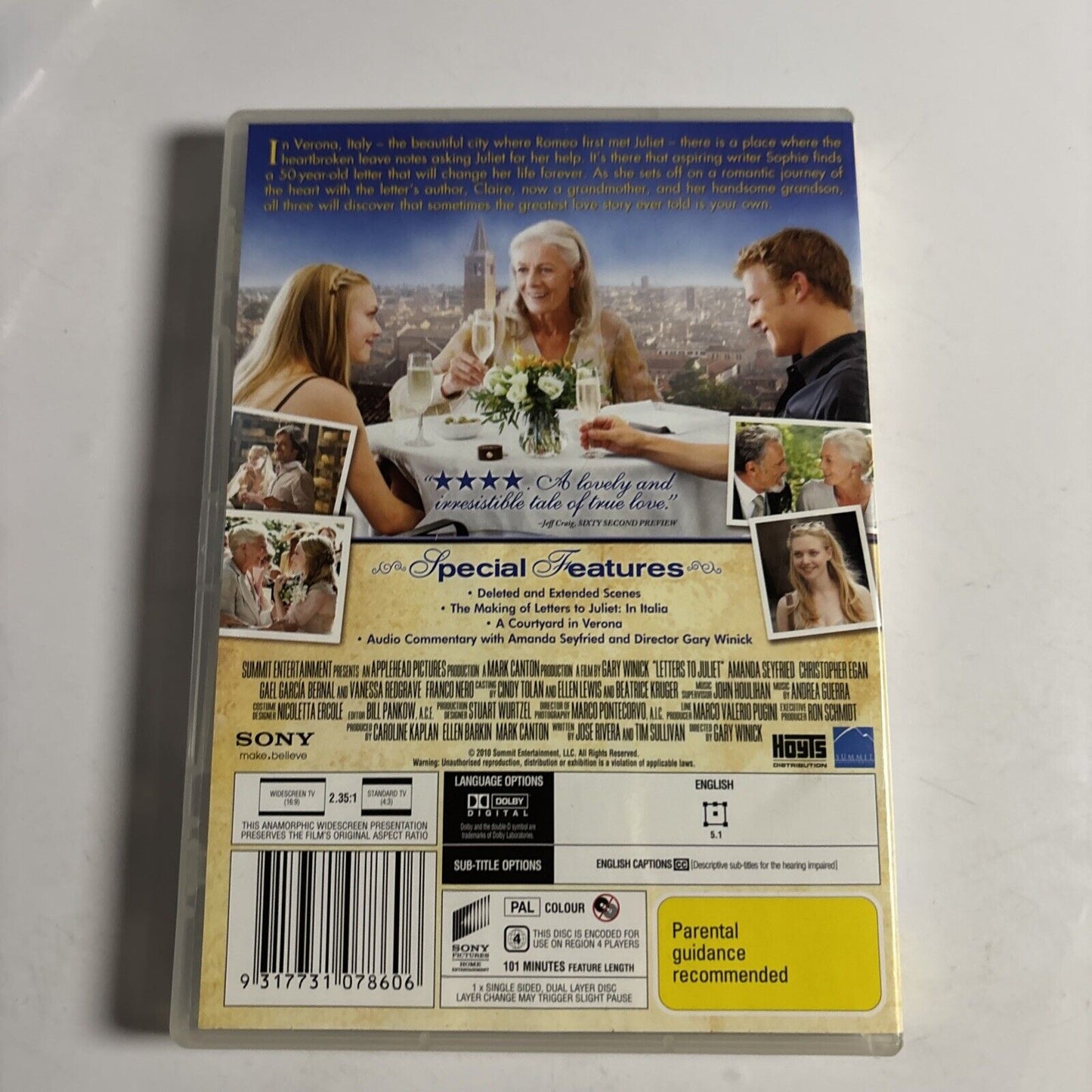 Letters to Juliet (DVD, 2010) Amanda Seyfried, Vanessa Redgrave NEW Region 4