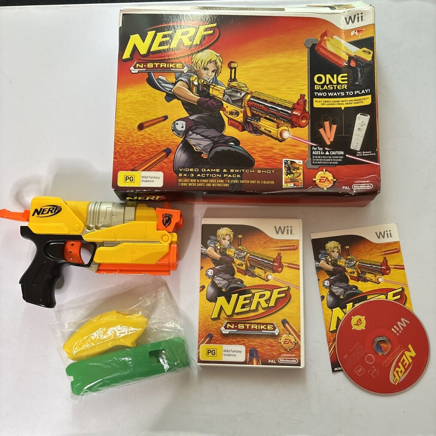 Nerf N-Strike - Nintendo Wii & Gun Box PAL Manual Game *Ammo not included*