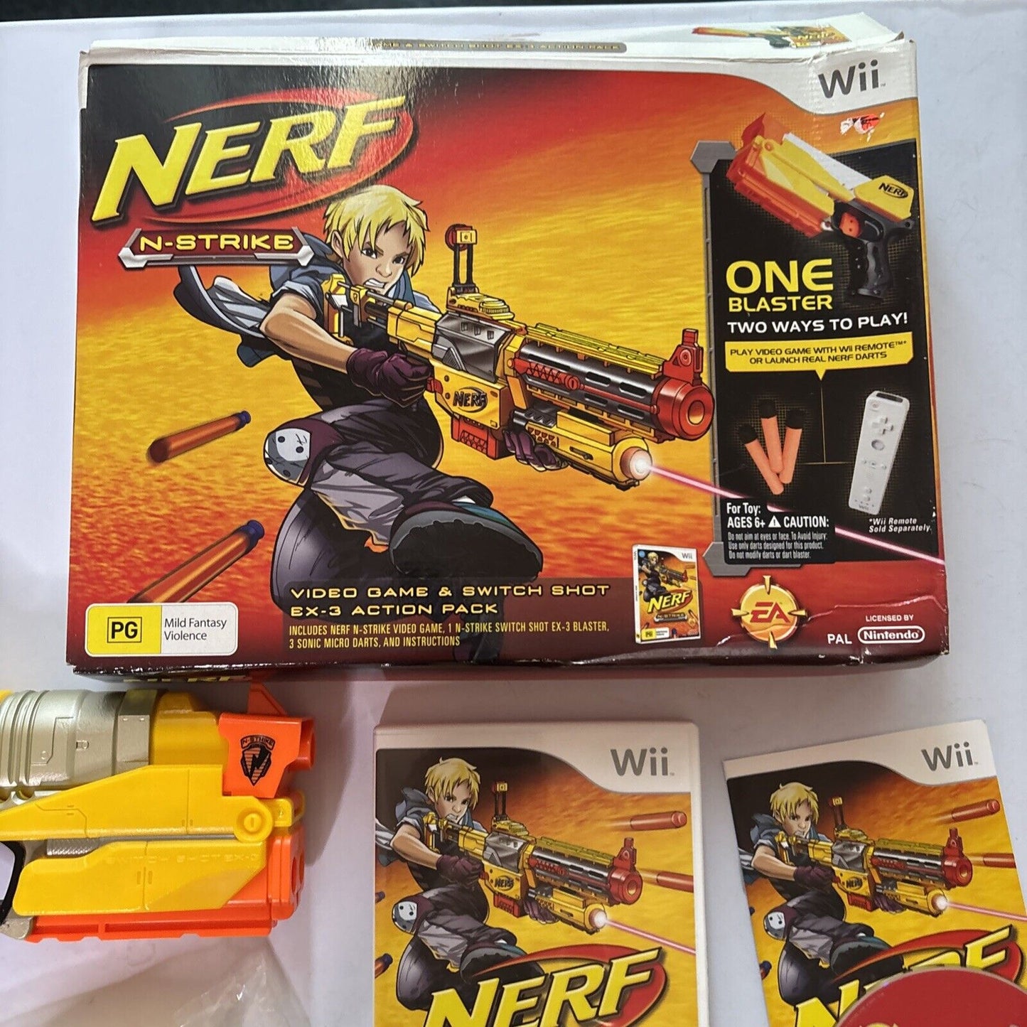 Nerf N-Strike - Nintendo Wii & Gun Box PAL Manual Game *Ammo not included*