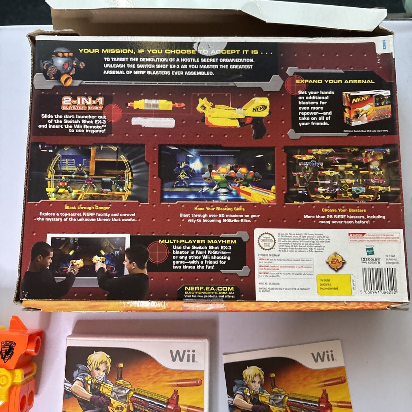 Nerf N-Strike - Nintendo Wii & Gun Box PAL Manual Game *Ammo not included*
