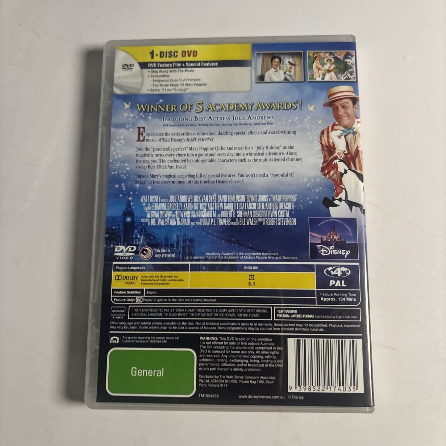 Mary Poppins (DVD, 1964) Dick Van Dyke, Julie Andrews NEW Region 4