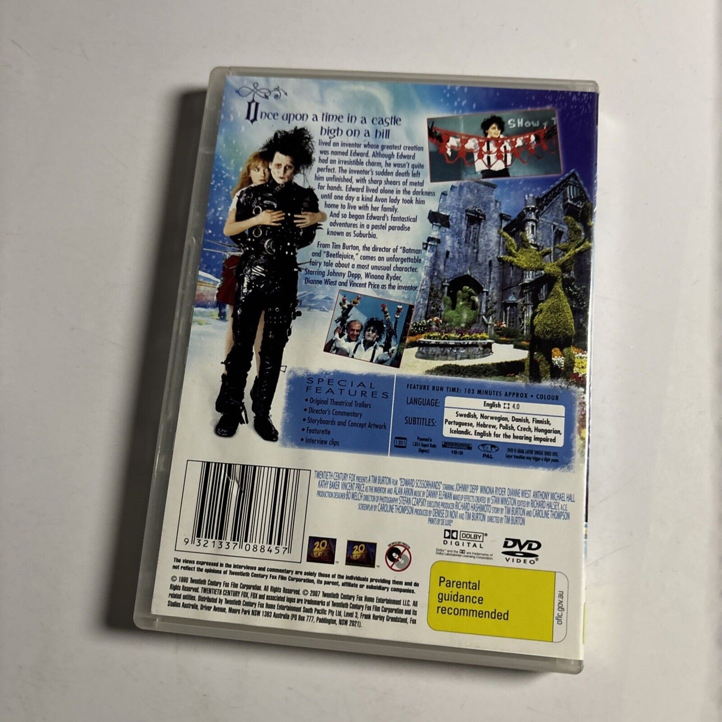 Edward Scissorhands (DVD, 1990) Johnny Depp, Winona Ryder NEW Region 4