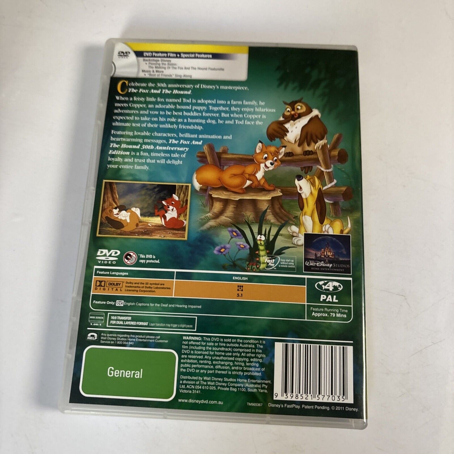 The Fox and the Hound (30th Anniversary Edition, DVD, 1981) Disney NEW Region 4