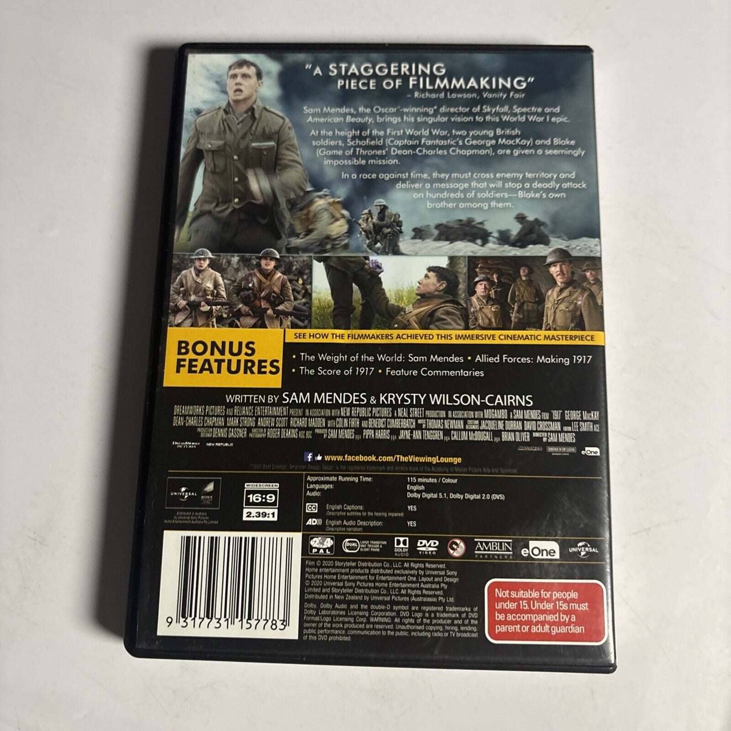 1917 (DVD, 2019) George Mackay, Dean-Charles Chapman NEW Region 4 &2