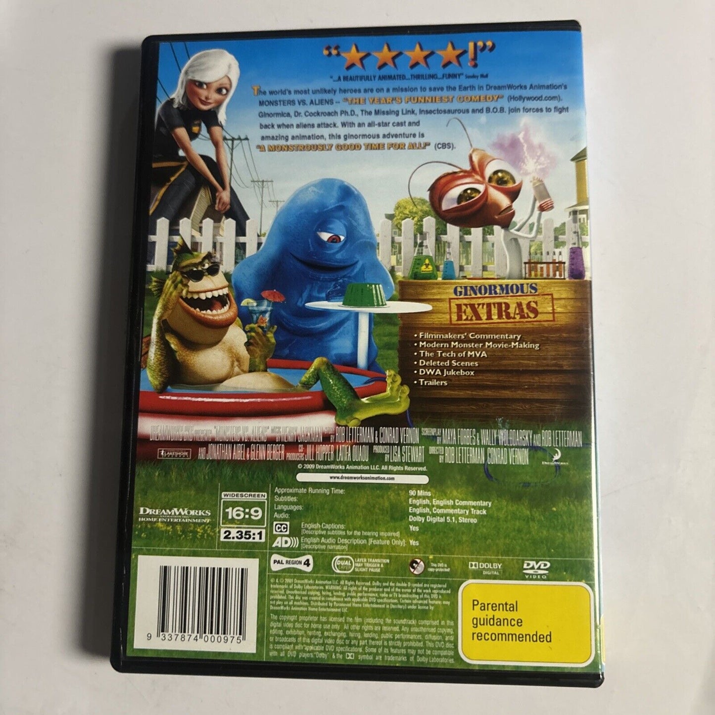 Monsters Vs Aliens (DVD, 2009) Seth Rogen, Paul Rudd NEW Region 4