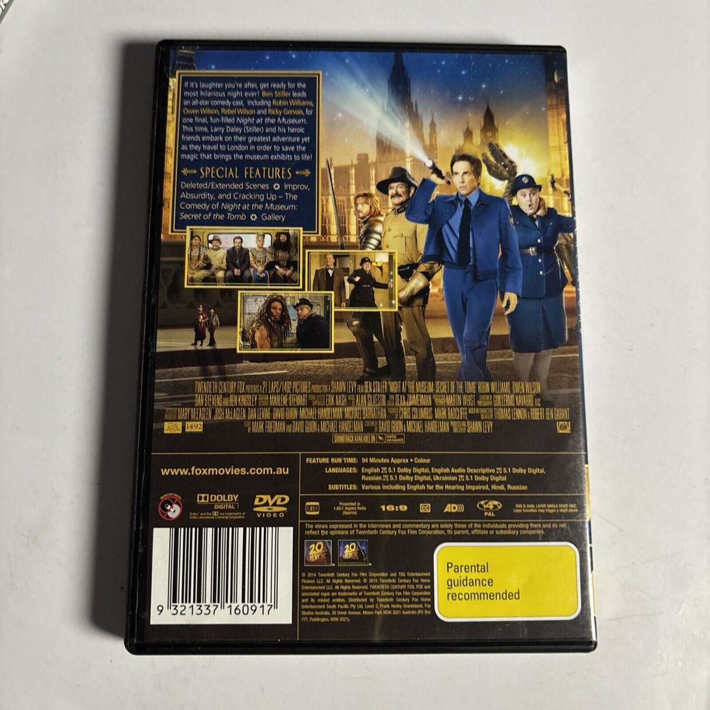 Night at the Museum 3 - Secret of the Tomb (DVD, 2014) Ben Stiller Region 4