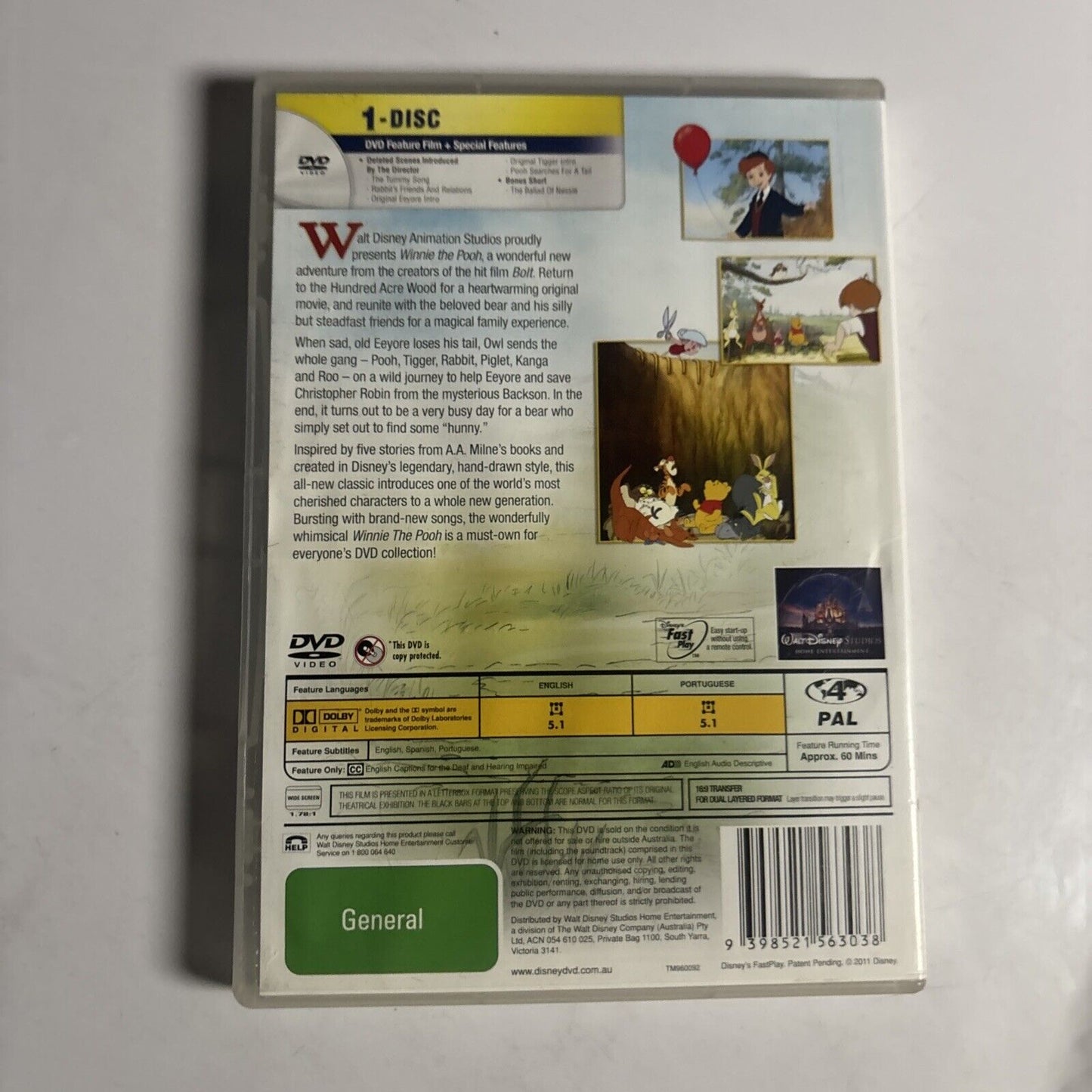 Winnie the Pooh Movie (DVD, 2011) Disney Region 4