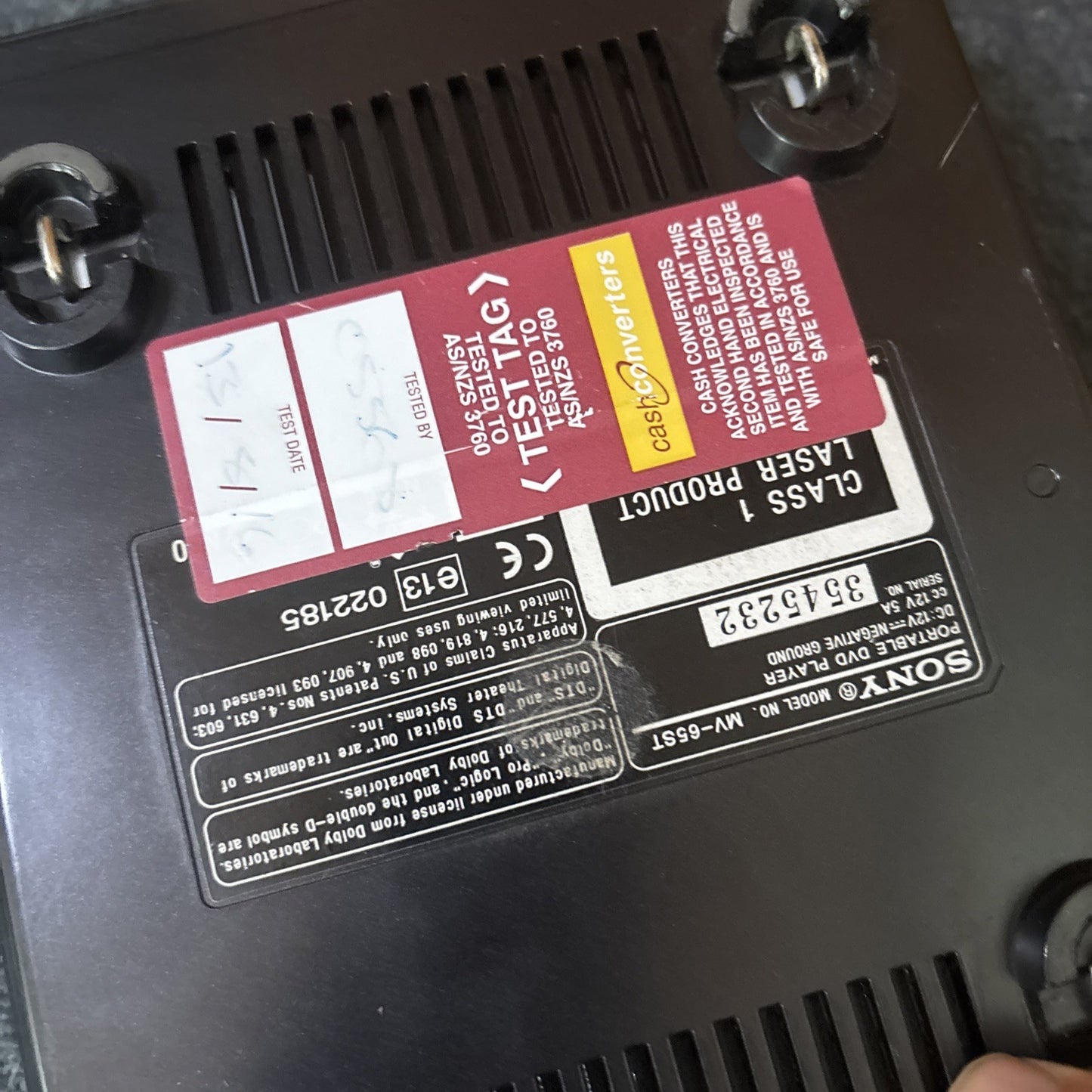 Sony Portable DVD Player MV-65ST *Not Tested - For Parts Or Repair*