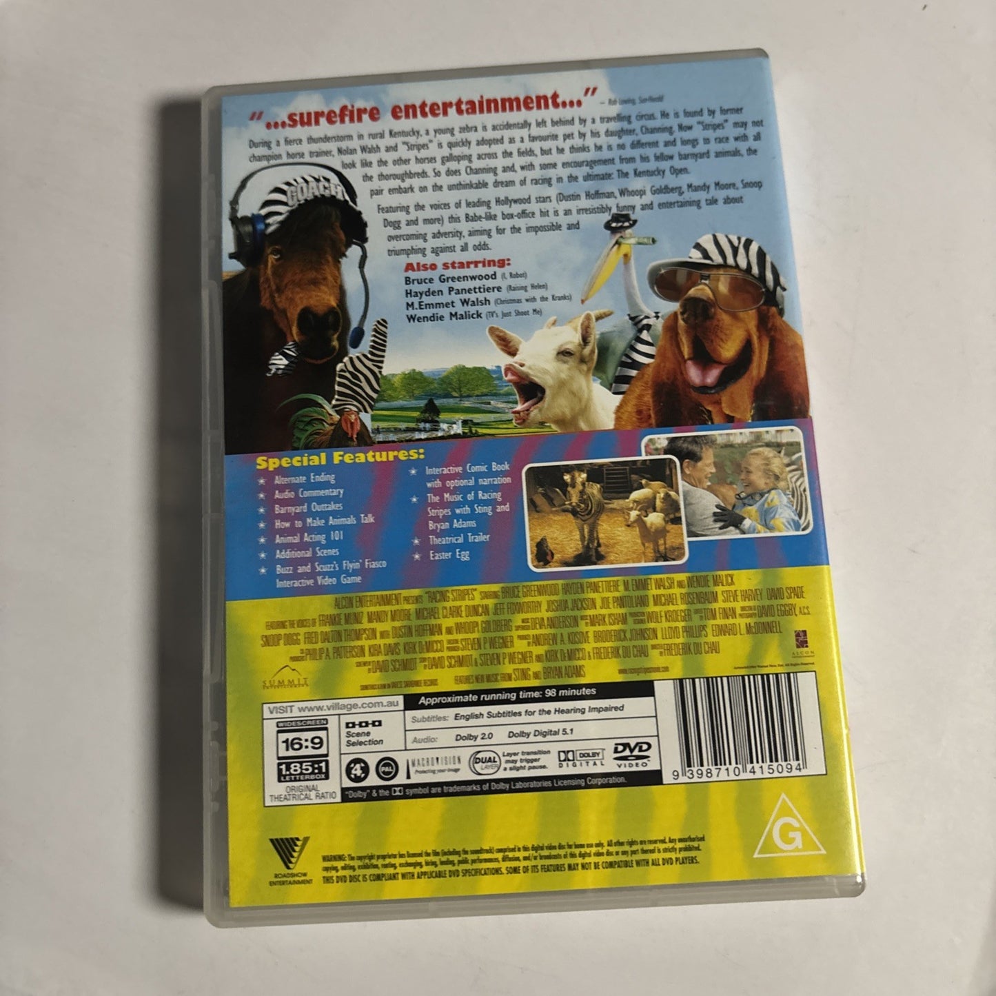 Racing Stripes (DVD, 2005) Bruce Greenwood, Dustin Hoffman Region 4 NEW