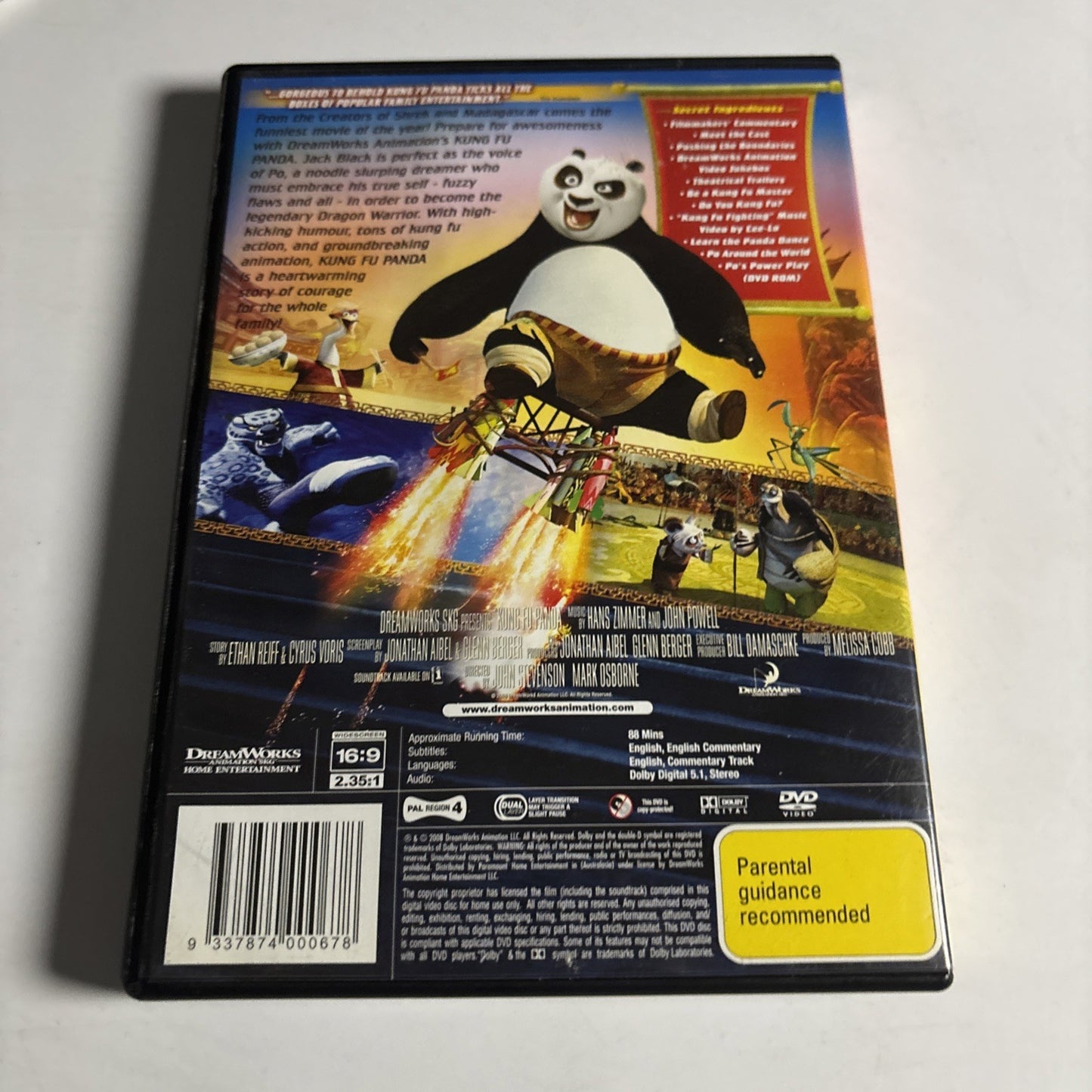 Kung Fu Panda (DVD, 2008) Jack Black Animation Region 4