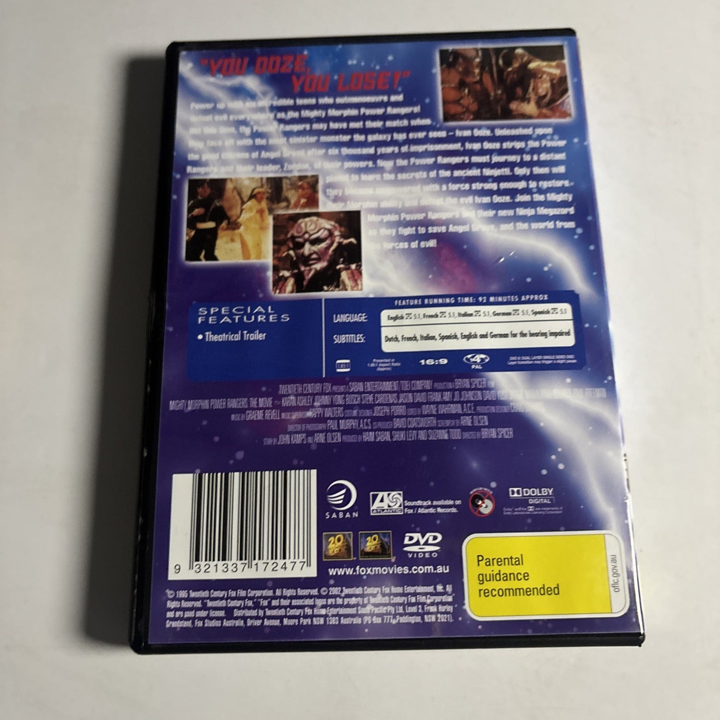 Mighty Morphin Power Rangers The Movie (DVD, 1995) Region 4 NEW