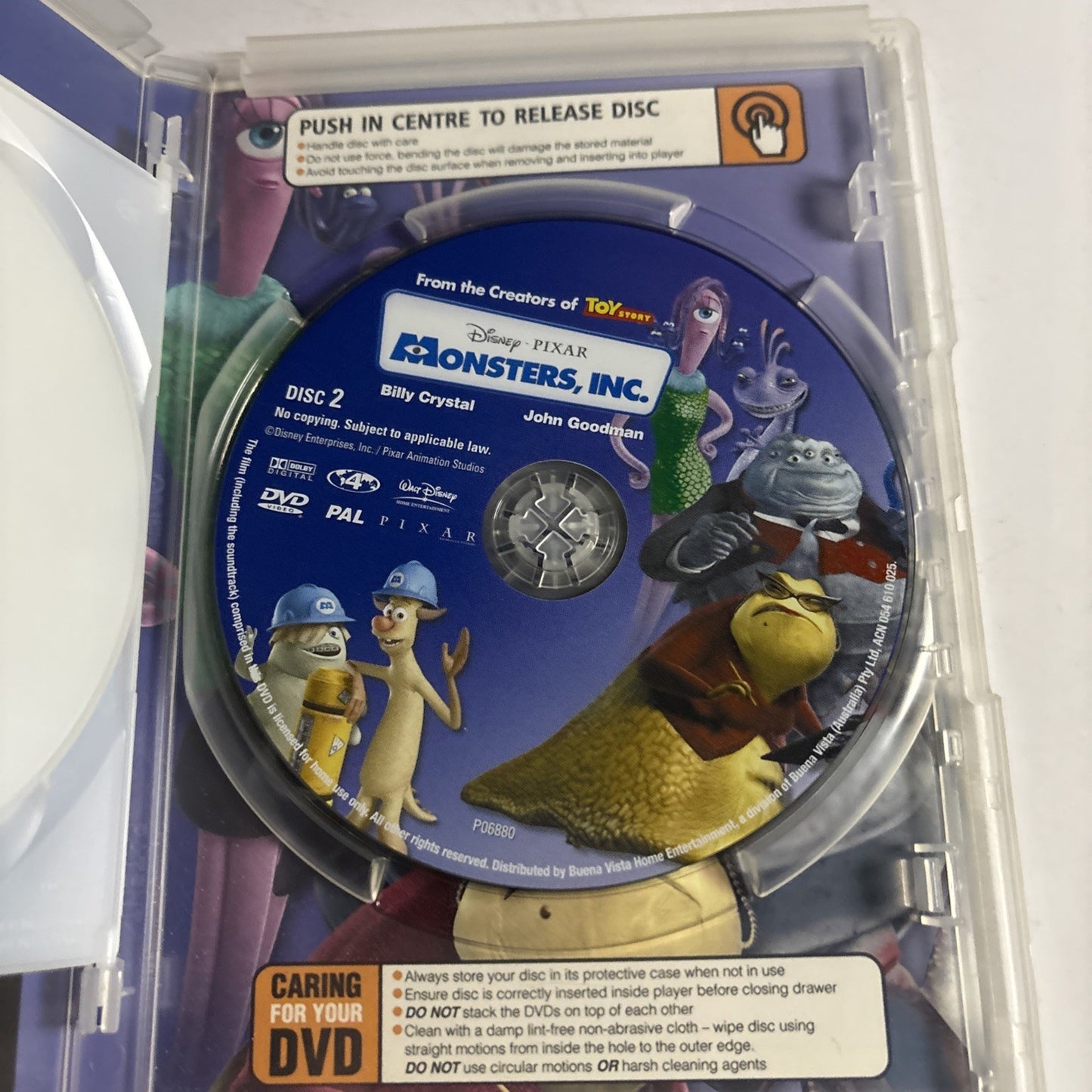 Monsters Inc (DVD, 2001) Billy Crystal, John Goodman Disney Animation Region 4