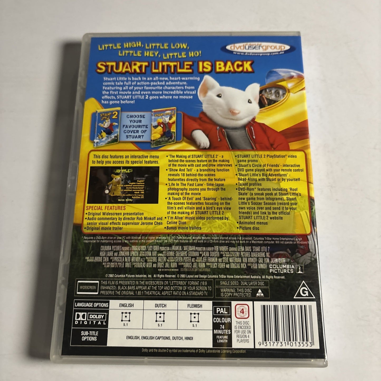 Stuart Little 2 (DVD, 2002) Michael J Fox Animation Region 4 NEW