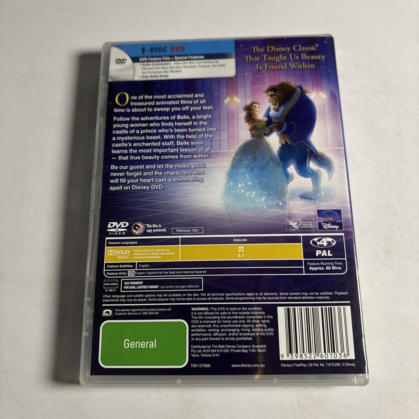 Beauty And The Beast (DVD, 1991) Disney Film Region 4