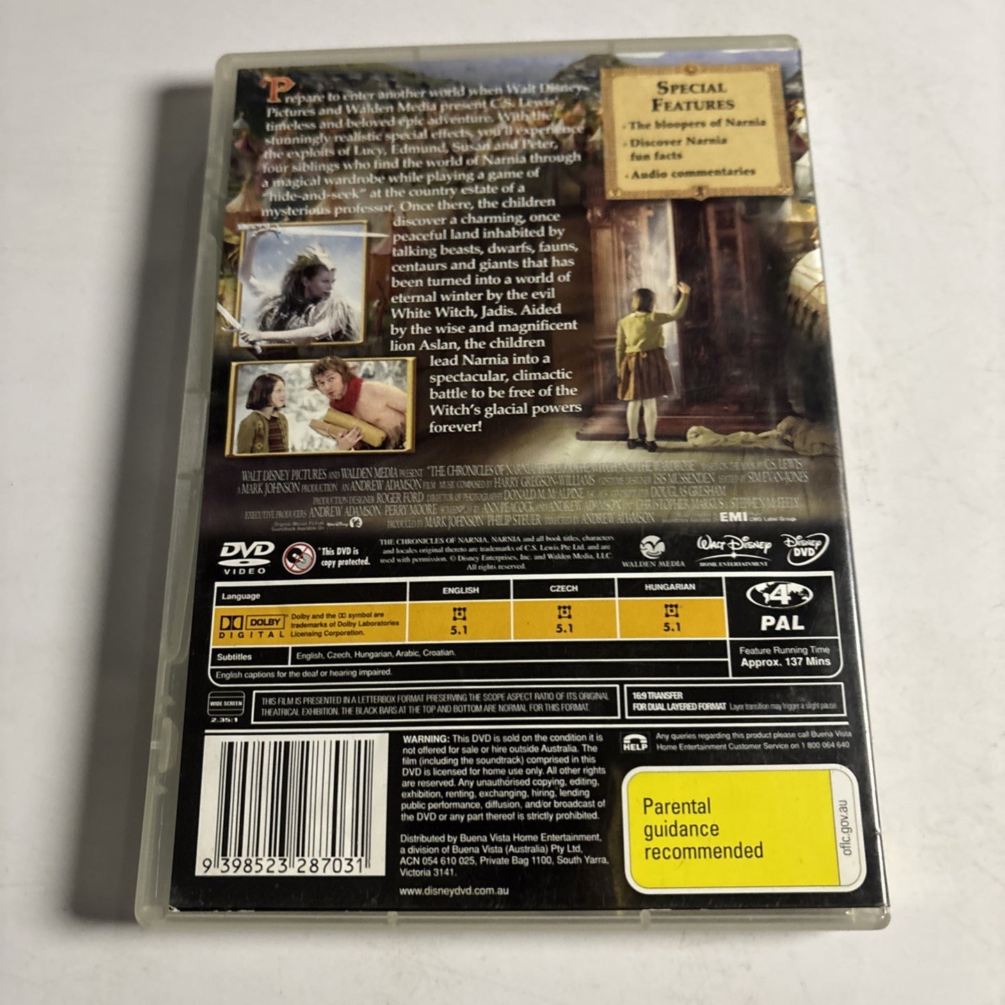 The Chronicles Of Narnia (DVD, 2005) Disney Film Region 4