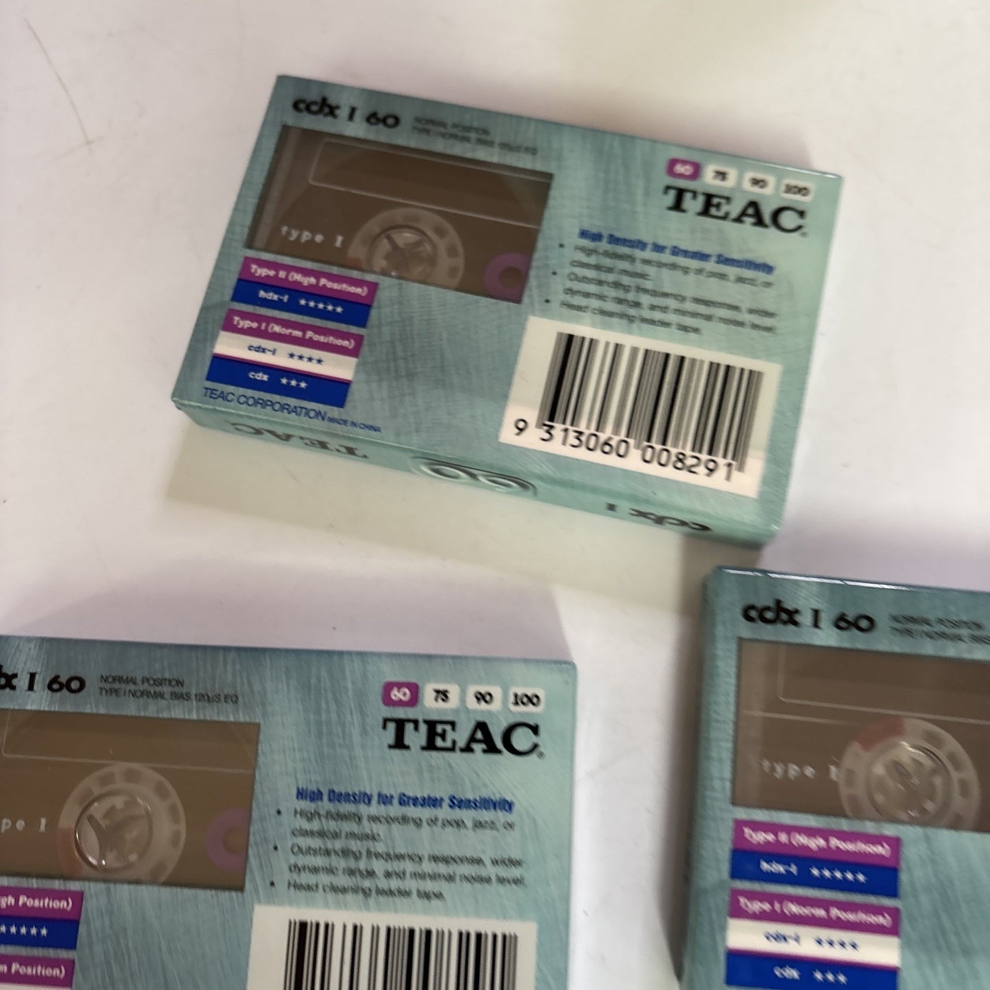 3x TEAC Audio Cassette Tapes 60Mins CDX 1 Superferro Type 1 Blank *New Sealed*