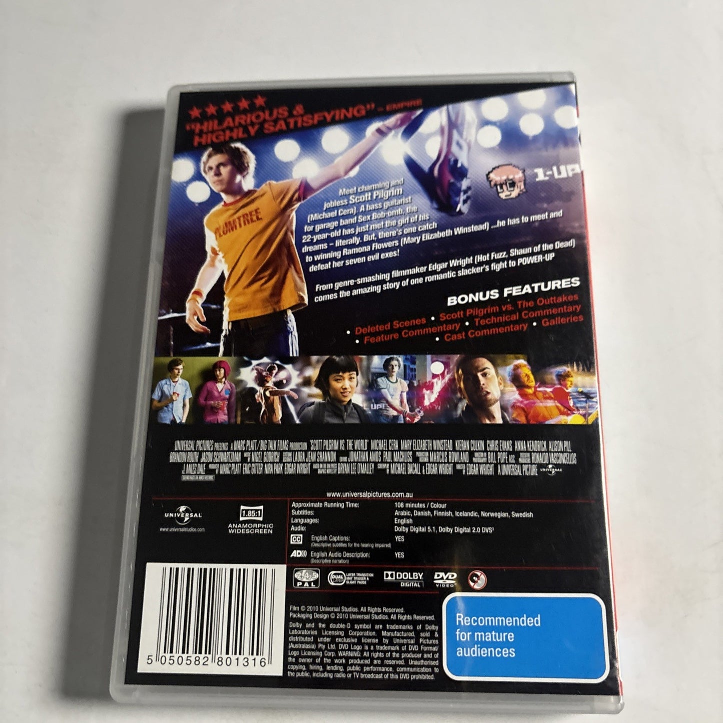Scott Pilgrim vs The World Movie (DVD, 2010) Michael Cera Region 4 NEW