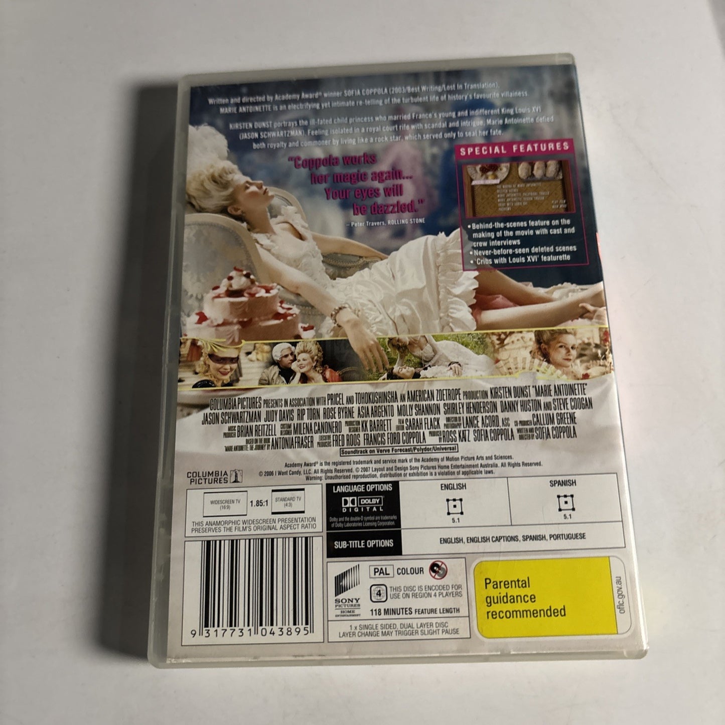 Marie Antoinette (DVD, 2006) Kirsten Dunst Region 4 NEW