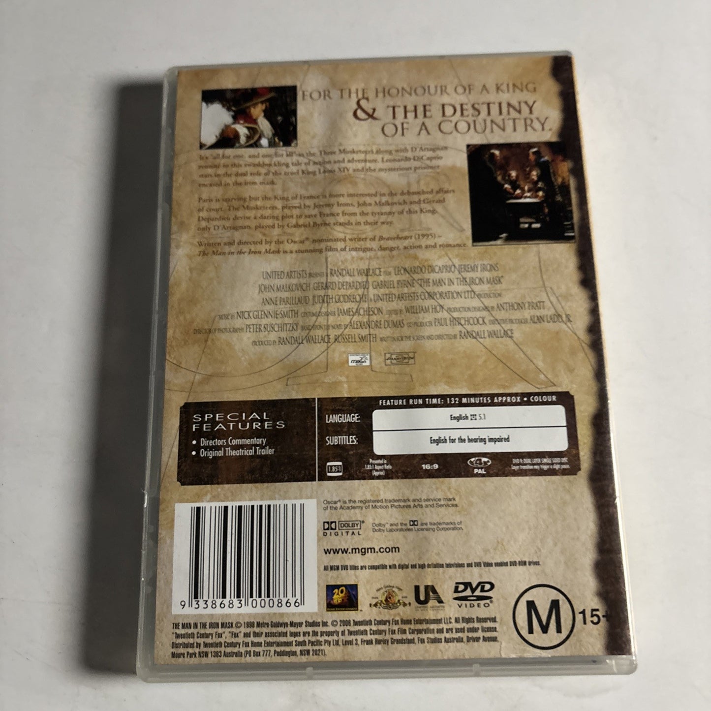 The Man in the Iron Mask (DVD, 1997) Leonardo DiCaprio Region 4