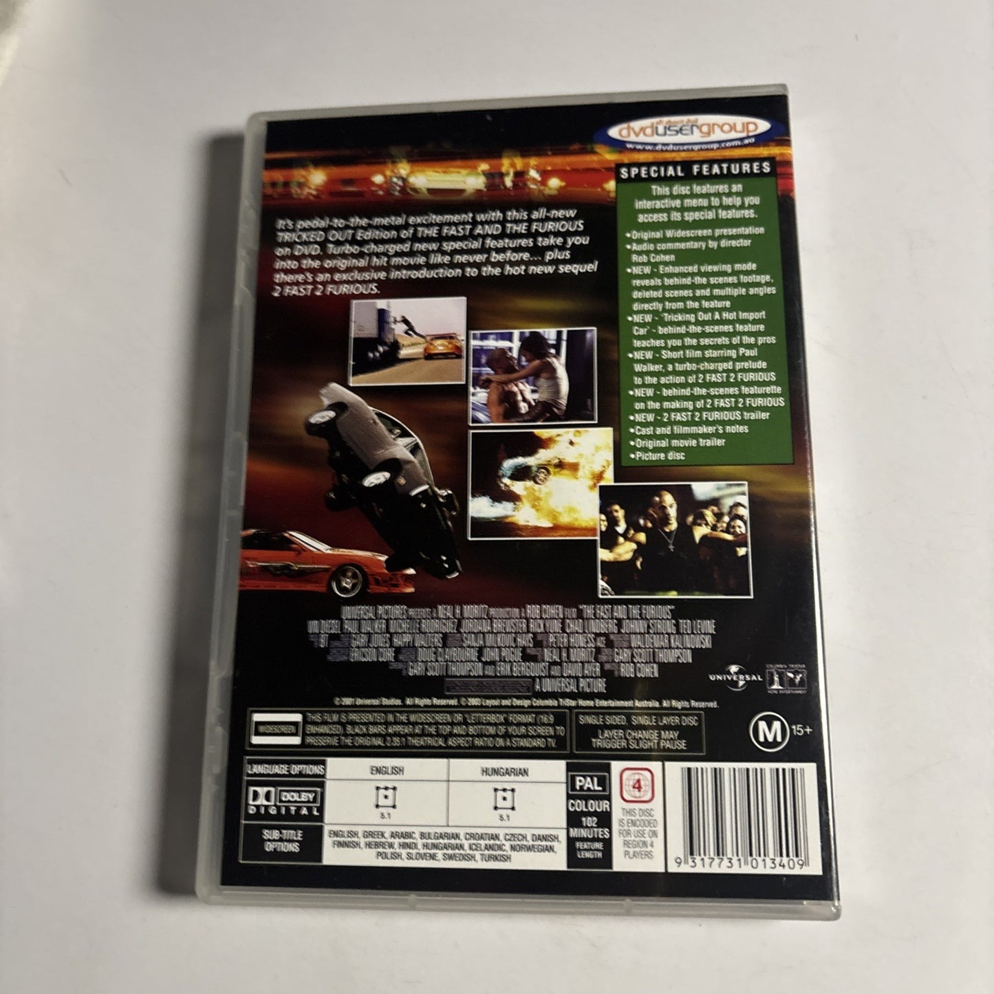 The Fast and the Furious (DVD, 2001) Paul Walker Region 4 NEW