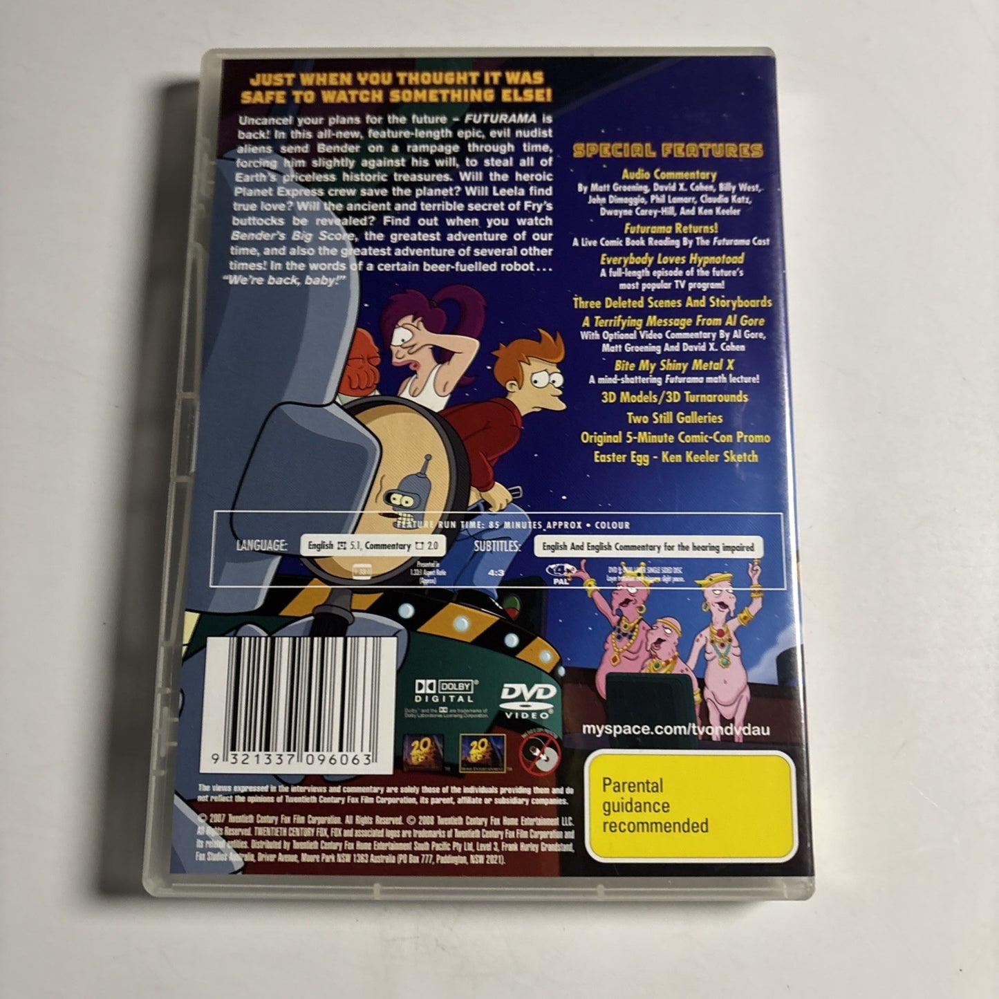 Futurama - Bender's Big Score (DVD, 2007) Region 4 NEW