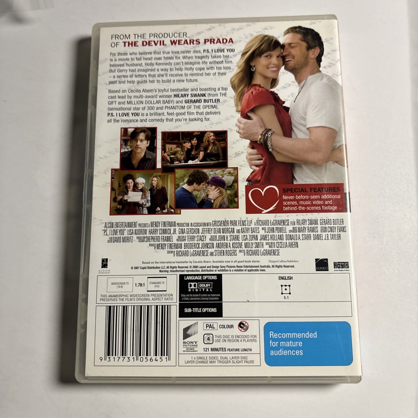 P.S I Love You (DVD, 2007) Hilary Swank, Gerard Butler Region 4 NEW