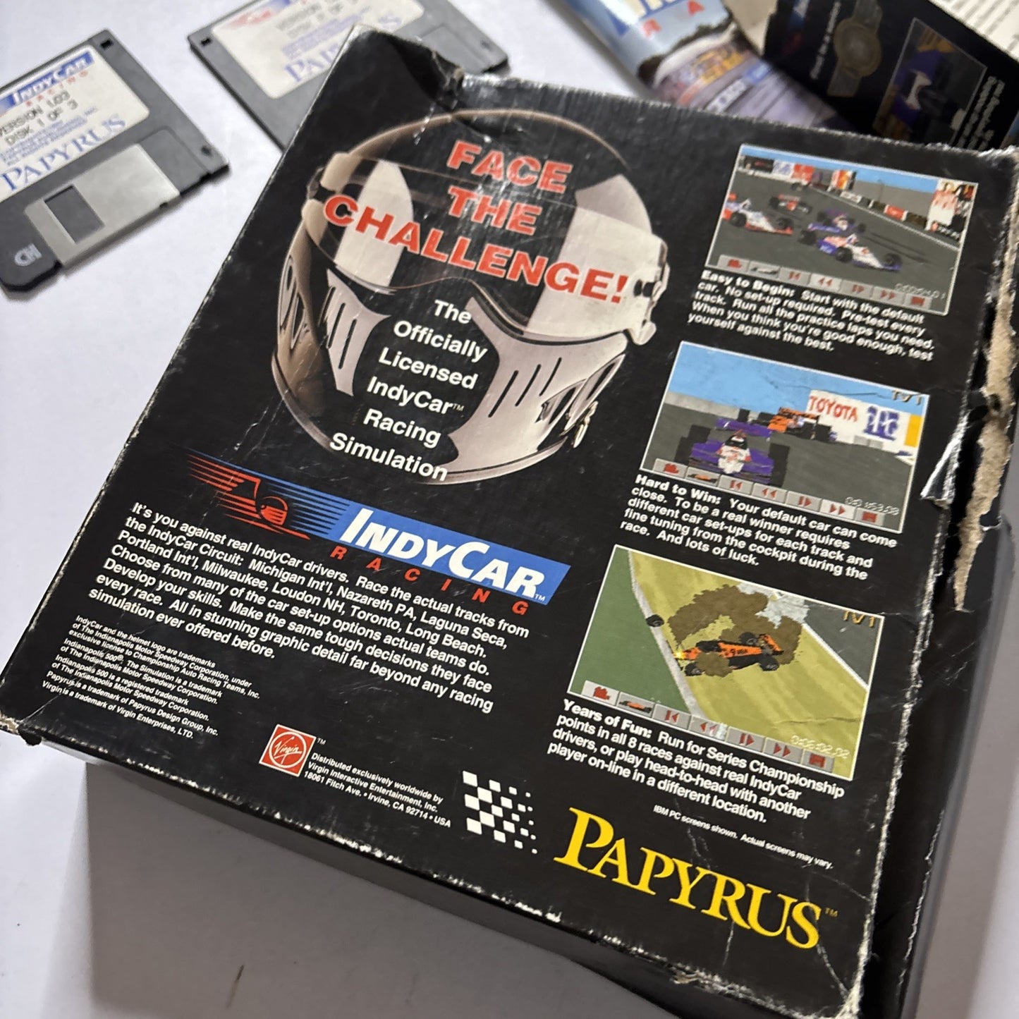 IndyCar Racing PC DOS Papyrus 3.5" Floppy Disc Big Box *Missing One Disc*