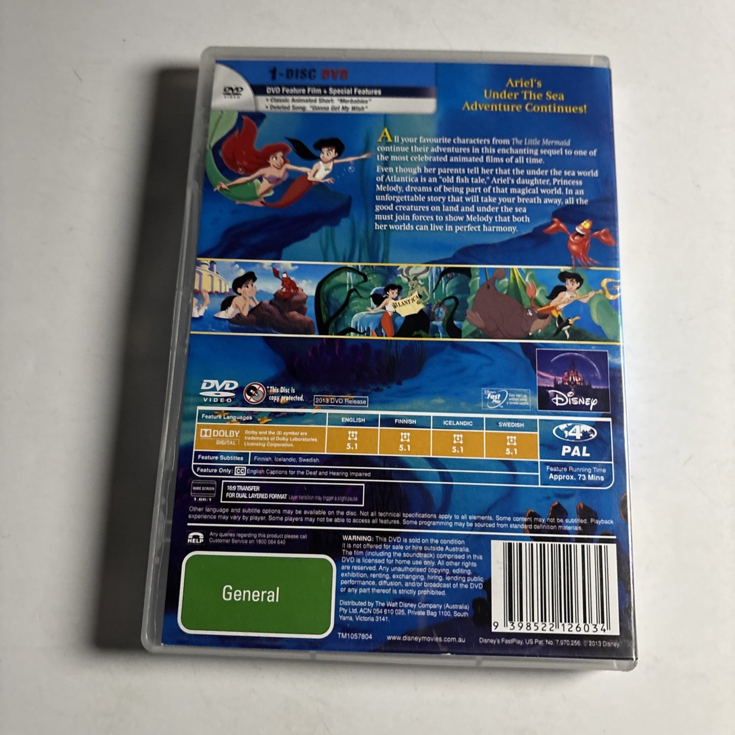 The Little Mermaid II - Return to the Sea (DVD, 2000) Region 4 NEW
