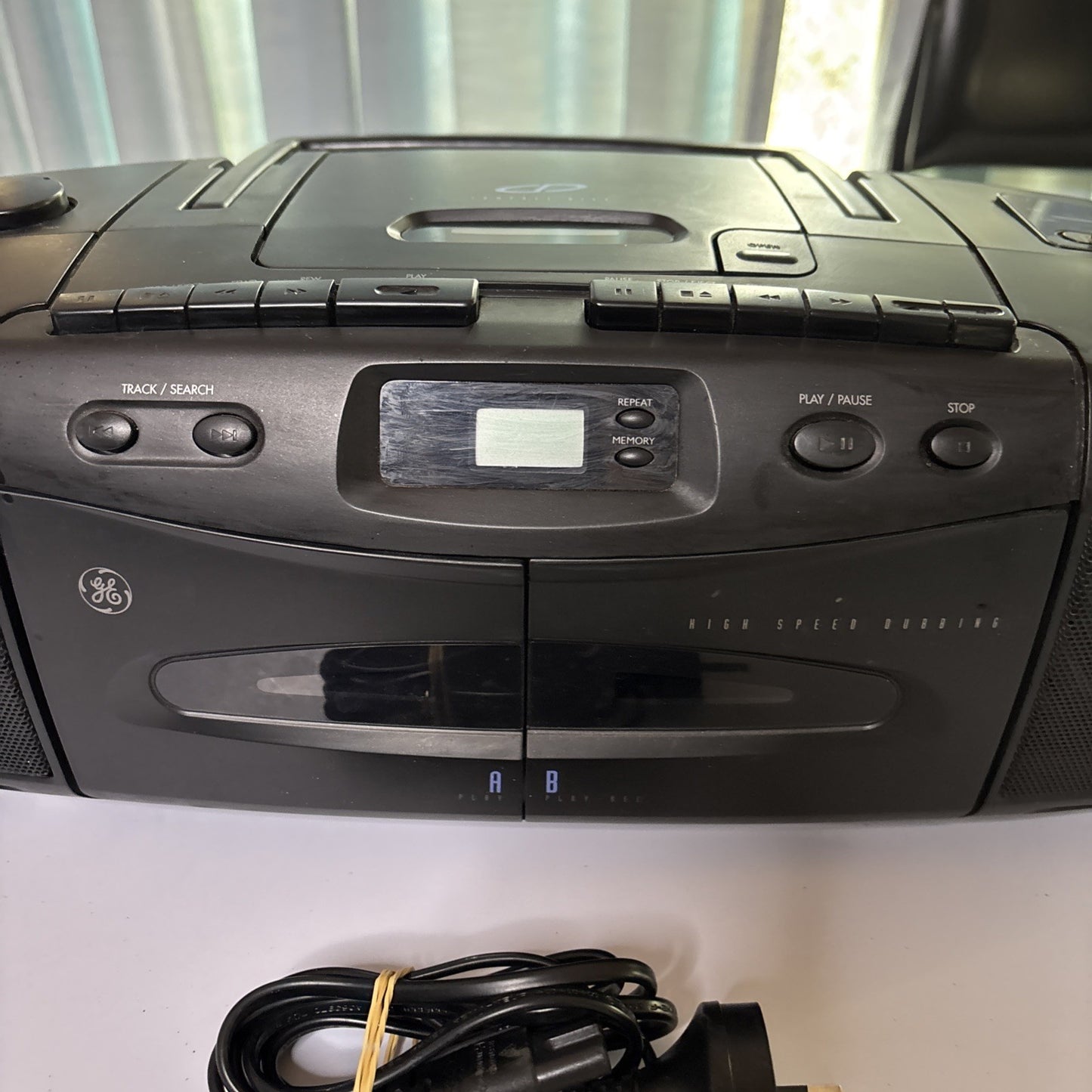 General Electric GE CD Radio Cassette Recorder Boombox EA3-7032 Dual Cassette