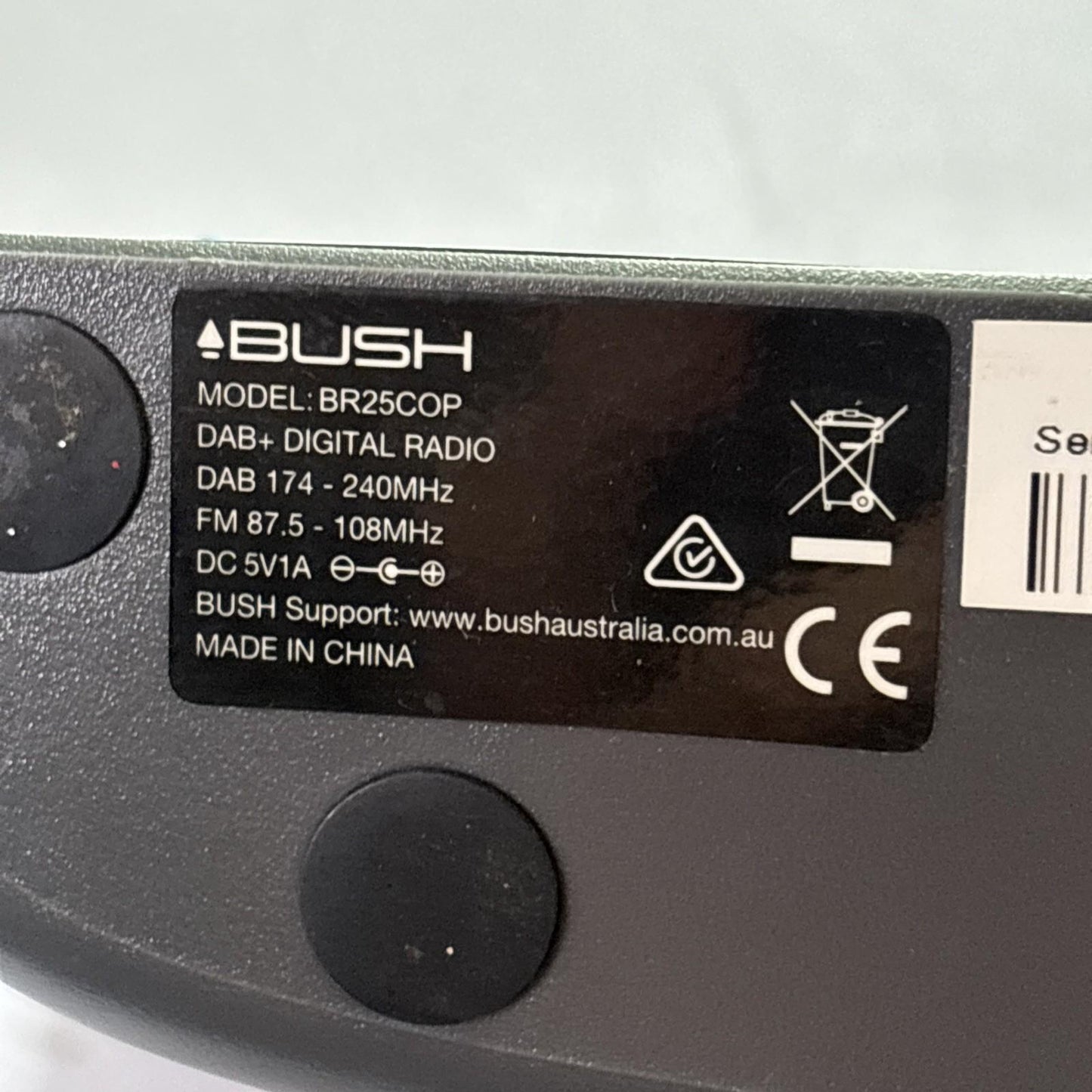 Bush DAB+ Portable Digital Radio FM With Power Supply BR25COP