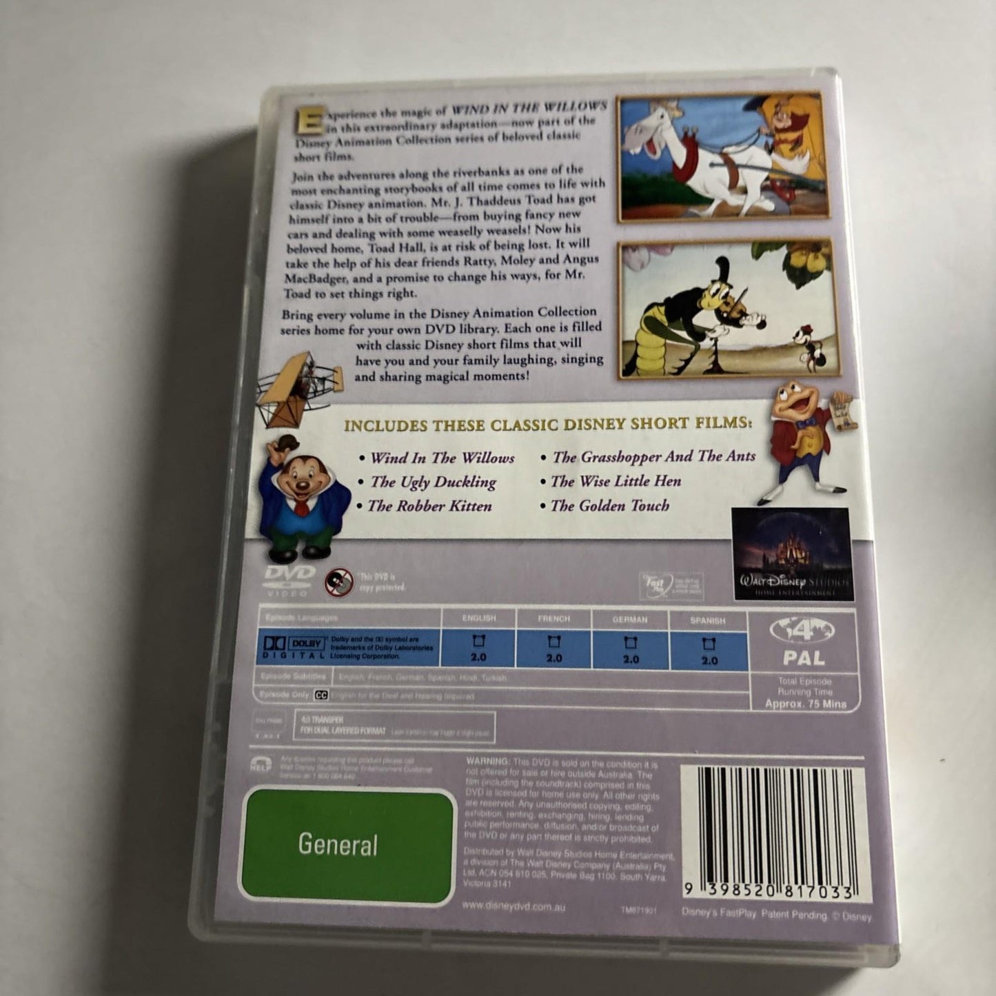 Wind In The Willows (DVD, 1949) Disney Region 4 NEW