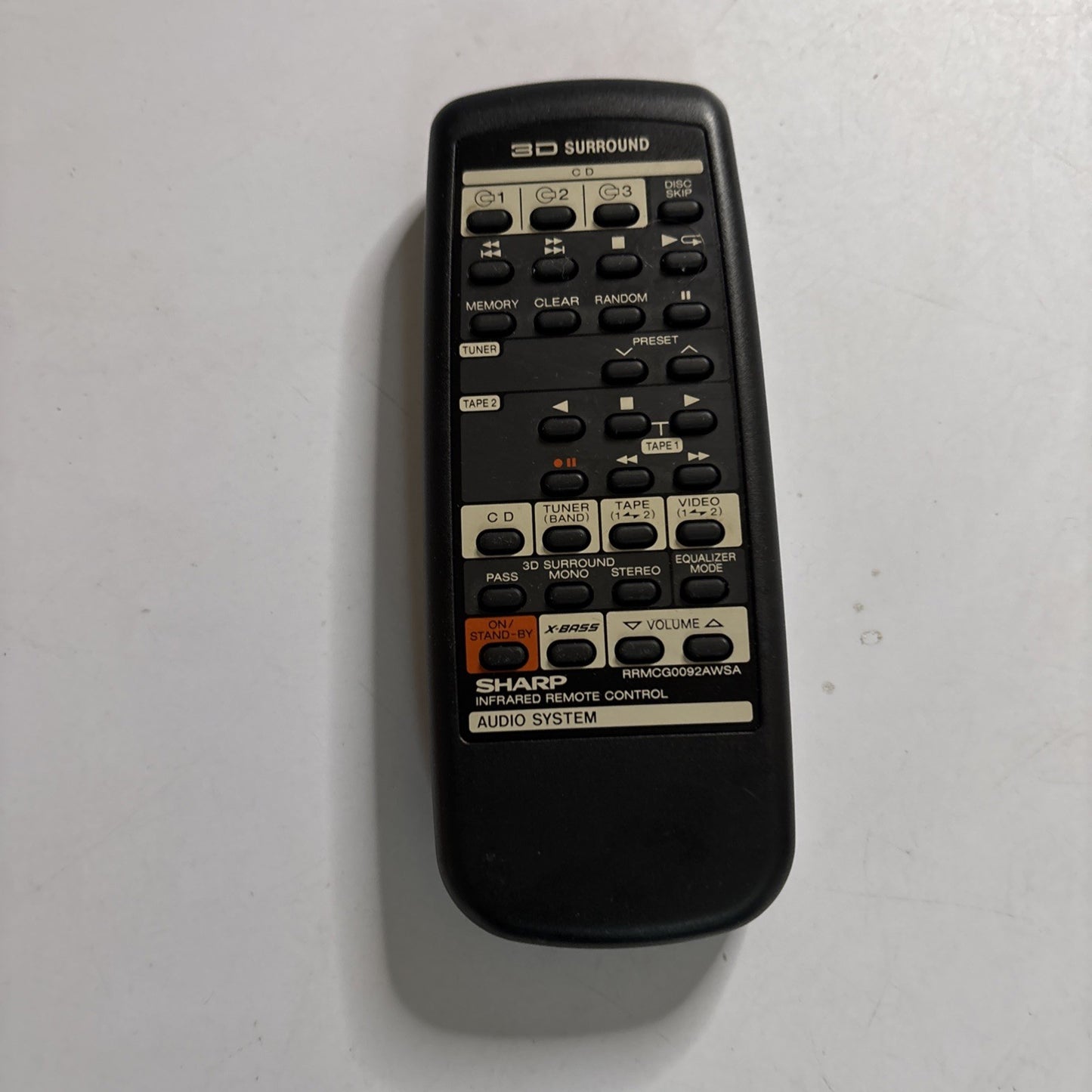 Genuine Sharp RRMCG0092AWSA Remote Control for Audio System Tape CD Radio