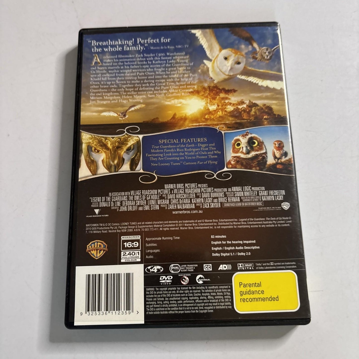 Legend of the Guardians - The Owls of Ga'hoole (DVD, 2010) Region 4