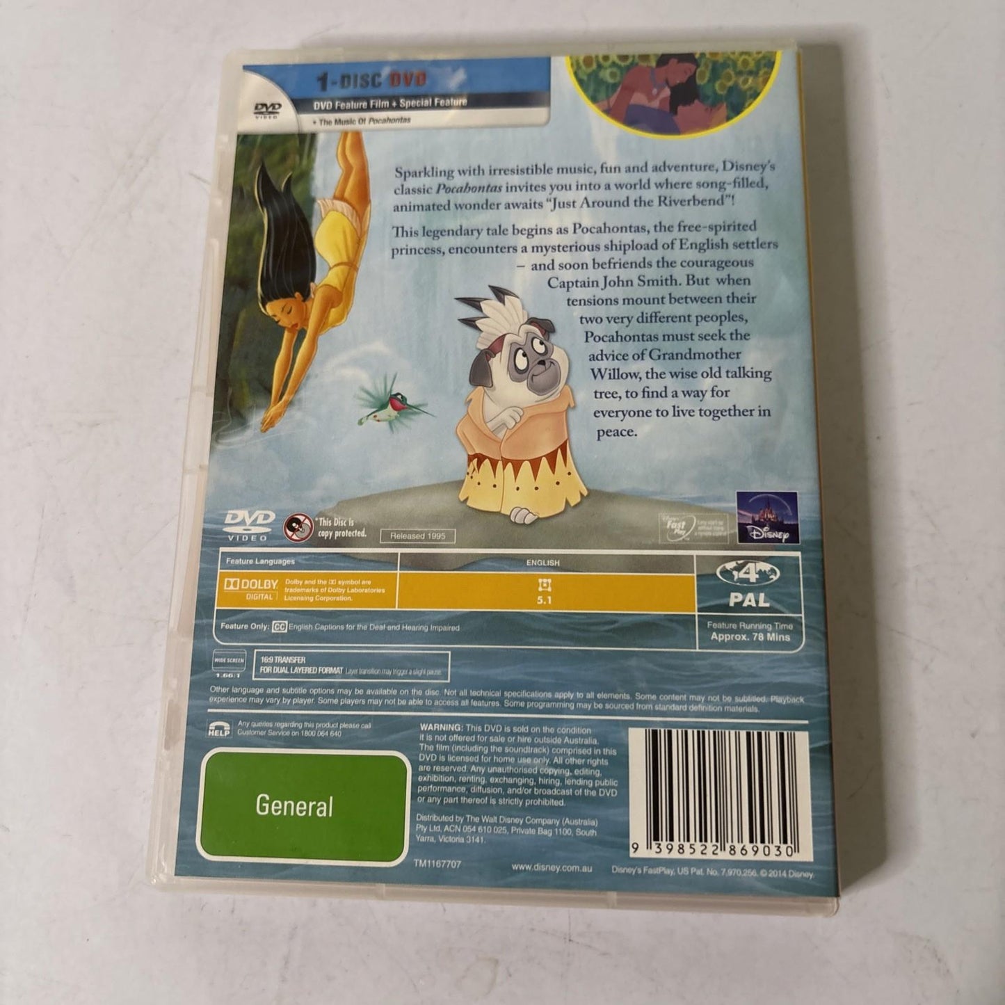 Pocahontas | Disney Classics (DVD, 1995) Region 4 NEW