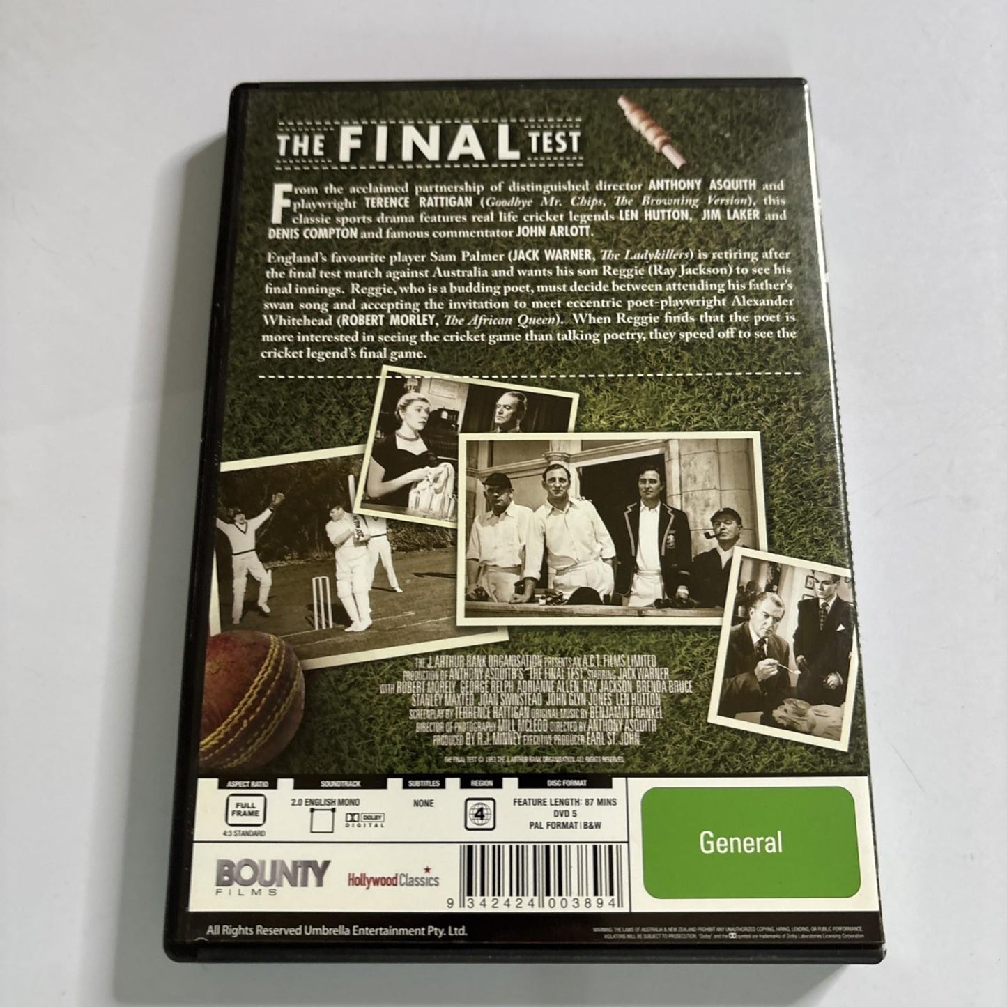 The Final Test (DVD, 1953) Jack Warner, Robert Morley Region 4 NEW